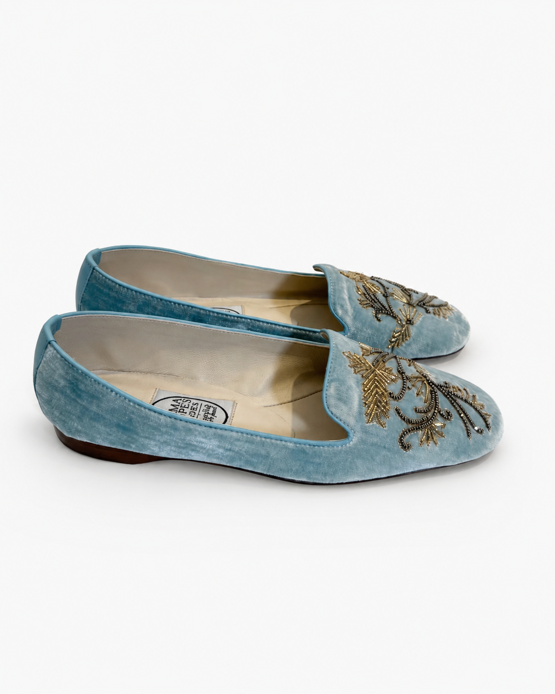 Loafer Ivy leaf in velluto azzurro