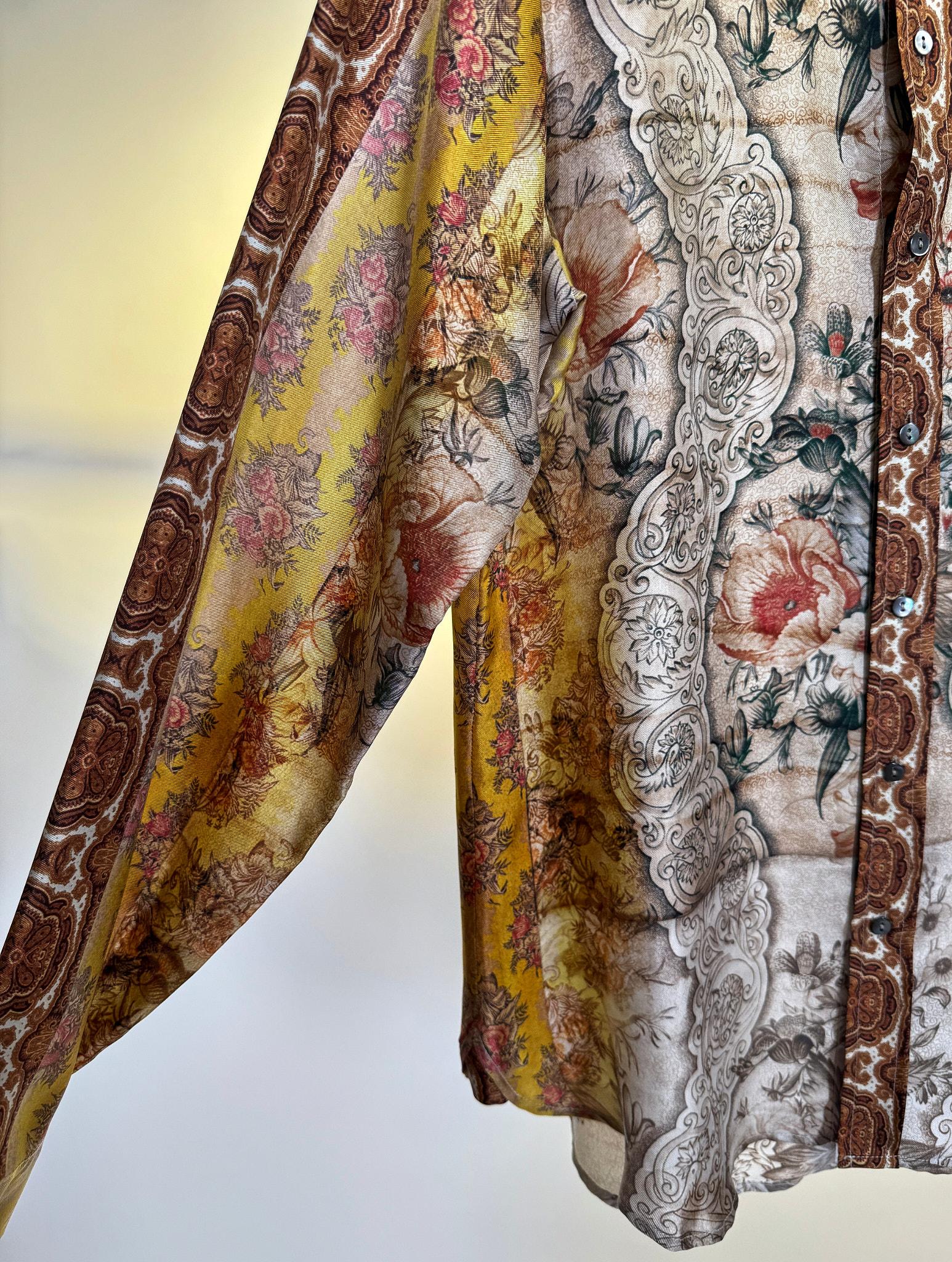 Camicia in seta stampa floreale 516221SETA BEIGE Pierre-Louis Mascia