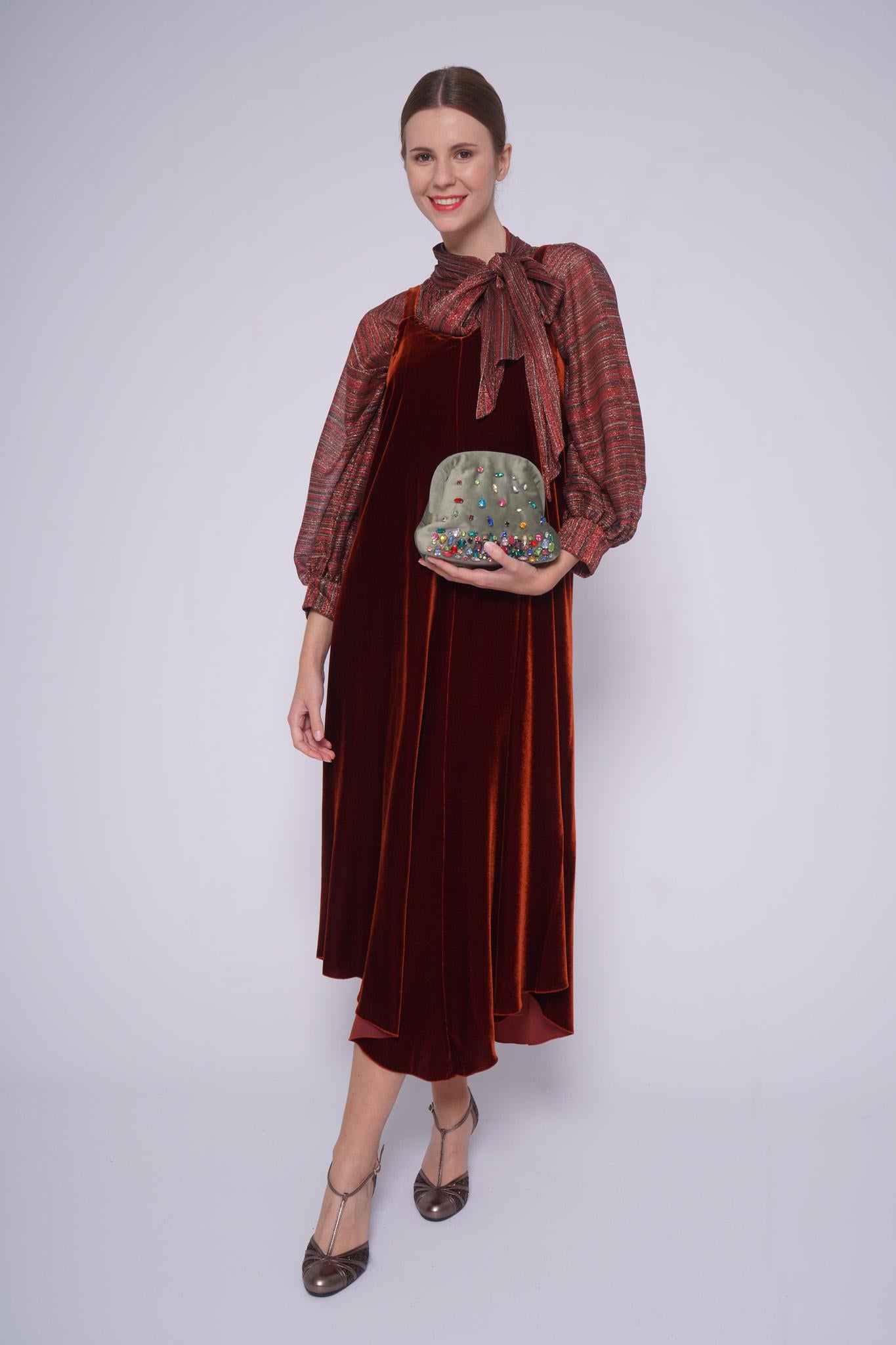 Abito velluto RUBYVELLUTO MARRONE MININA