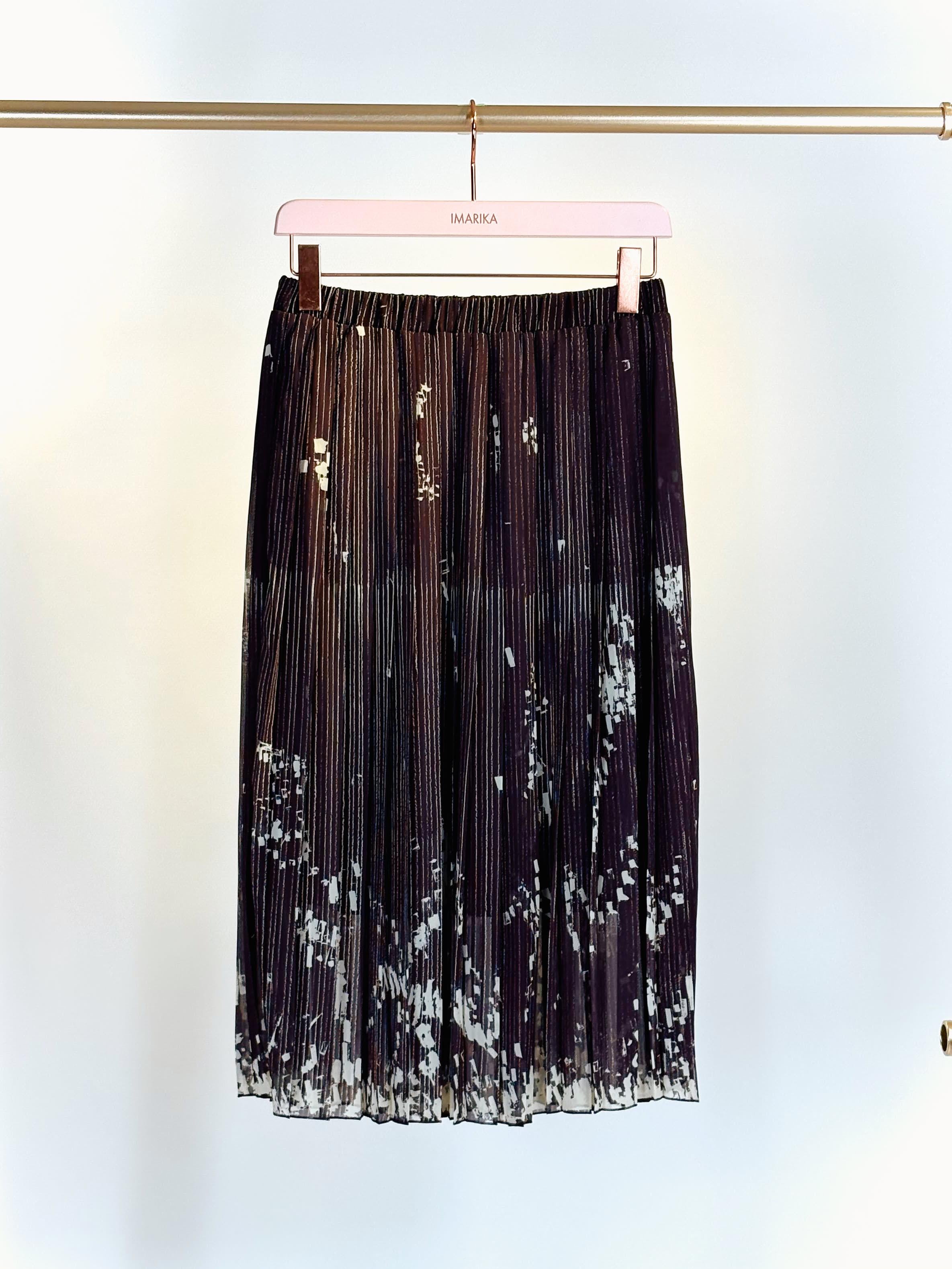 Gonna Plissettata TJ07BHERB FLOWER MARRONE Yoshi Kondo