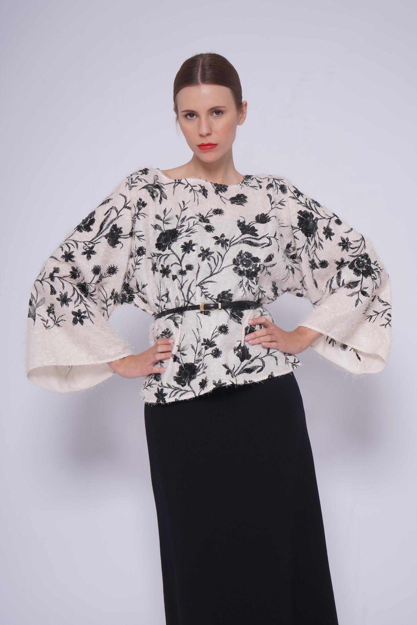 Top paillettes BC339FIORI BIANCO Co.Go