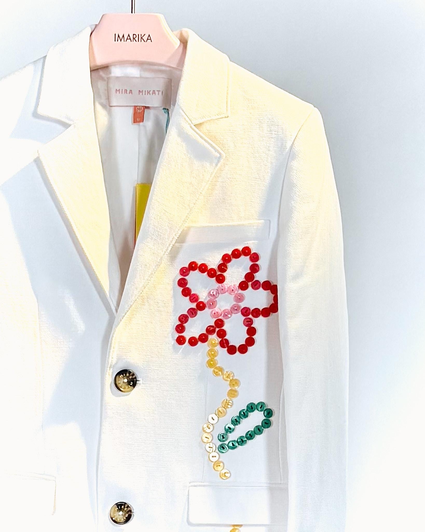 Blazer con ricami JAC017BFIORE BIANCO MIRA MIKATI