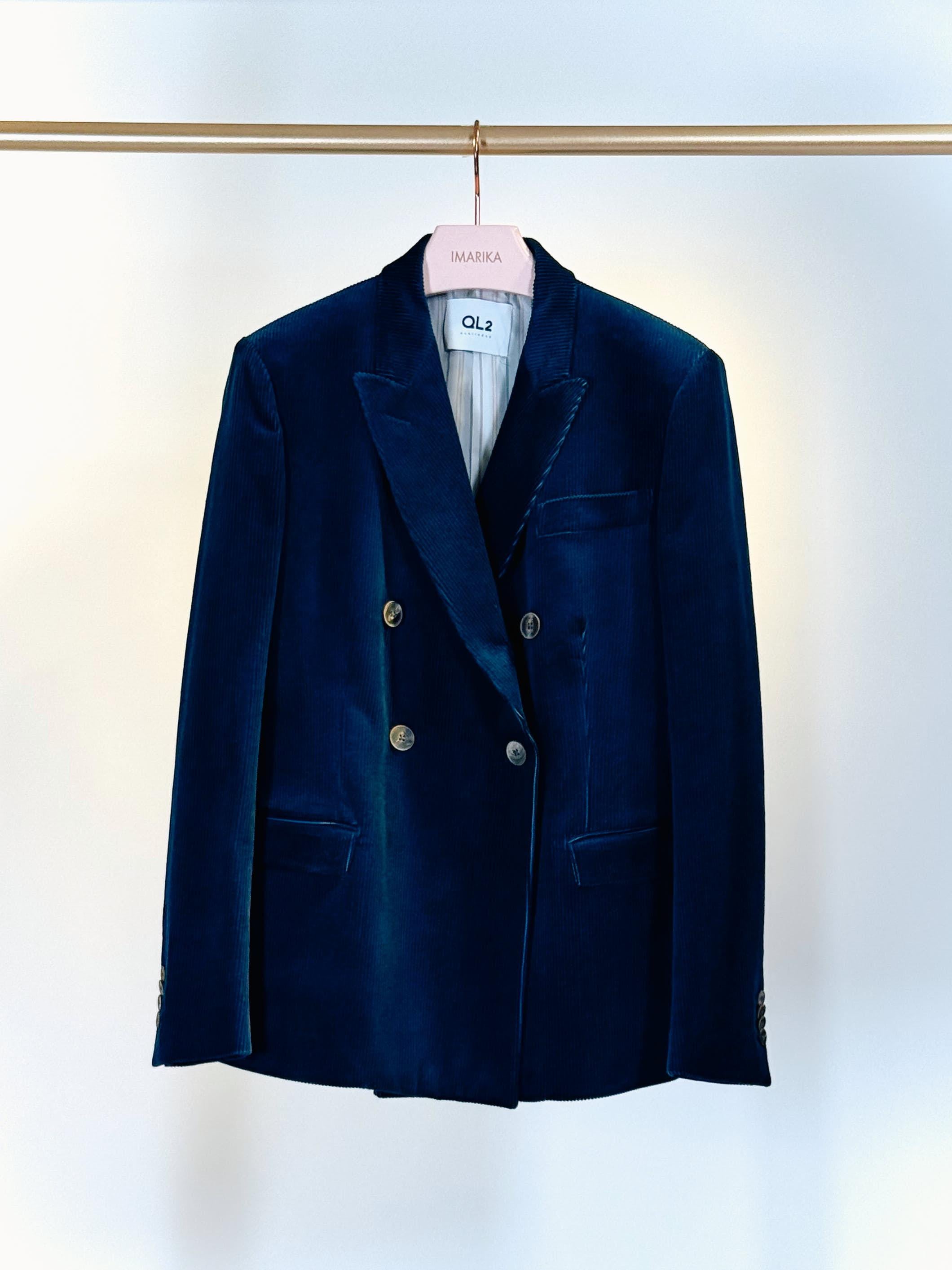 Giacca doppiopetto BICEVELLUTO BLU QUELLEDUE