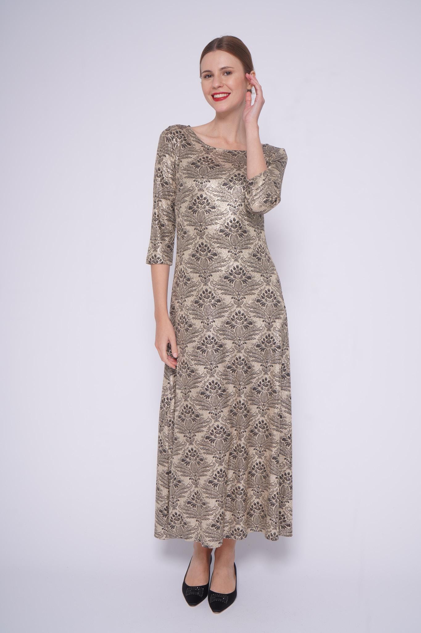 Abito lungo BOECIO 1203LAME ORO MARRONE siyu