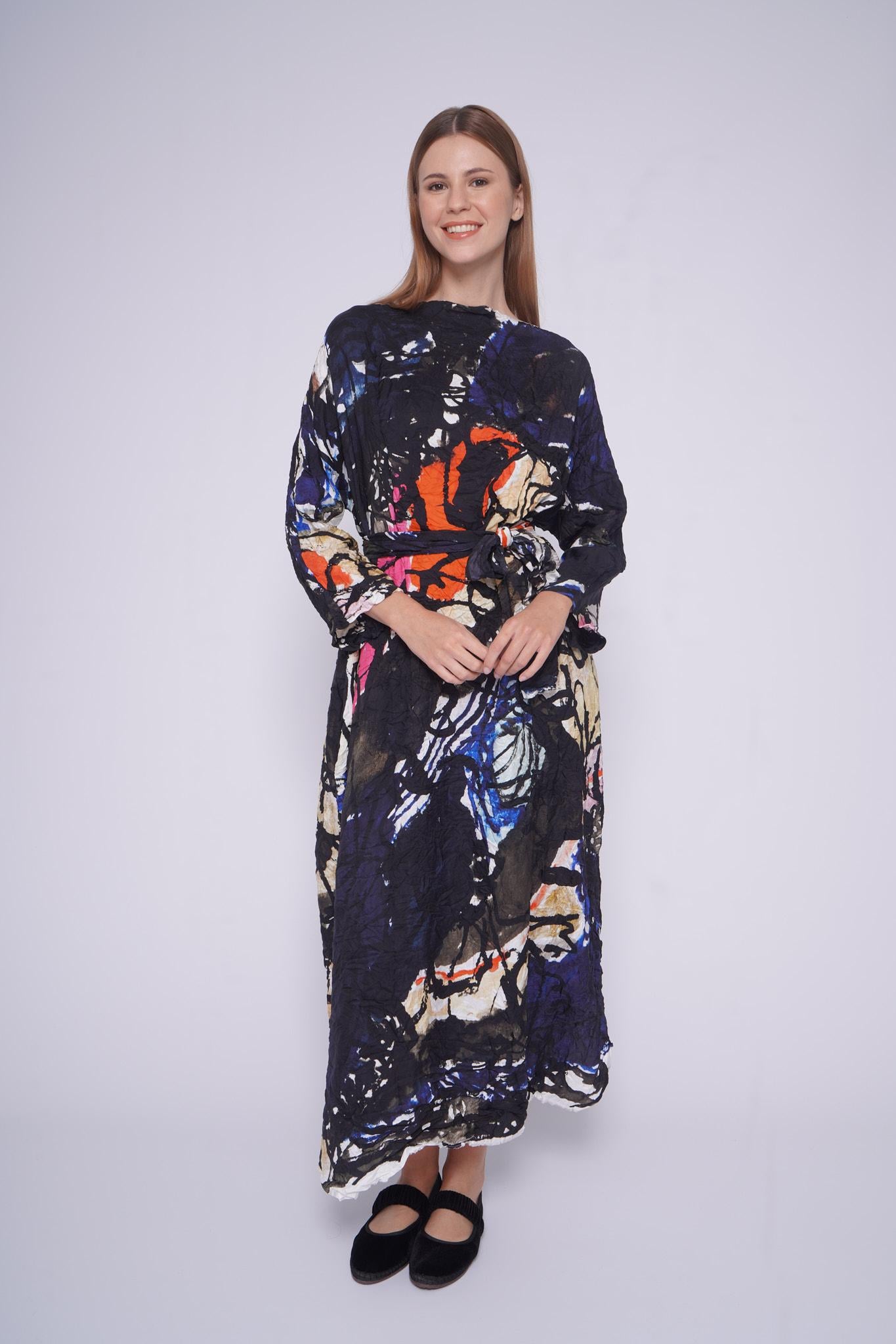 Abito seta fantasia A49664SETA NERO Daniela gregis