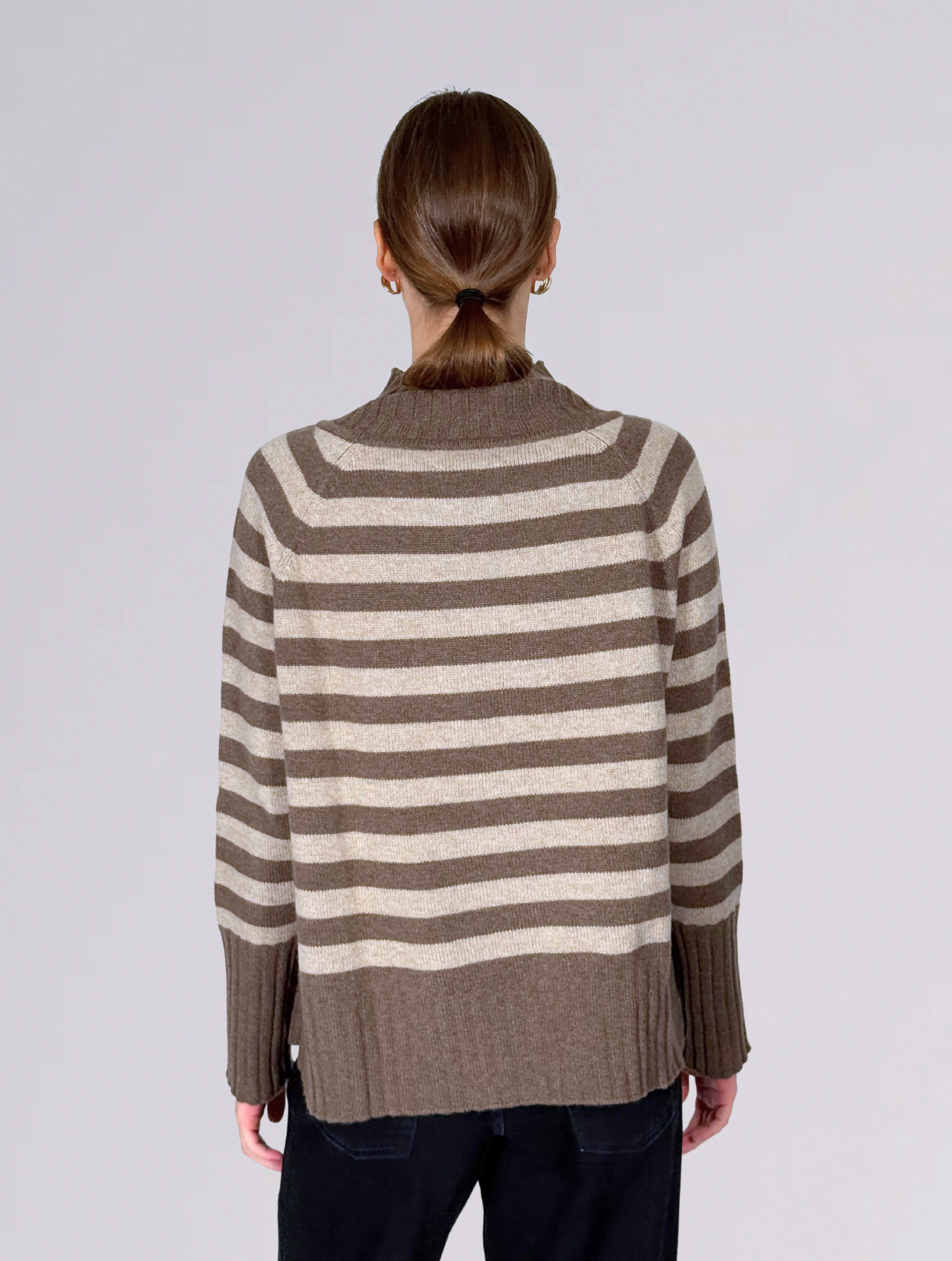 Maglione a righe 4046TURTLE RIGHE GRIGBEIGE KALIA