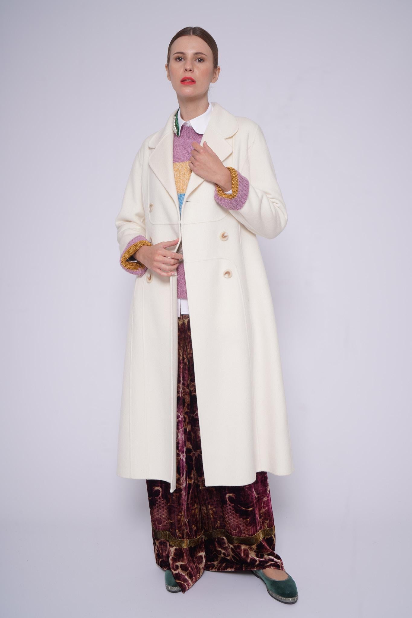 Cappotto bianco OC-501DREDINGOTE LATTE ONE CUT