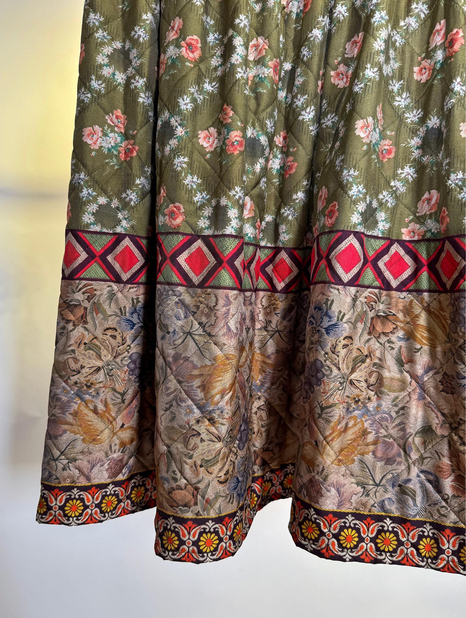 Gonna midi con stampa floreale 516688FIORI IMBOTTITA VERDE Pierre-Louis Mascia