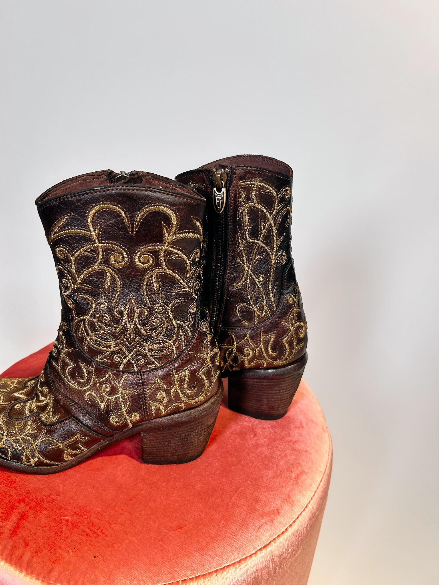 Stivali marroni con ricami oro 3917 IGNISRICAMI ORO MARRONE Fauzian Jeunesse