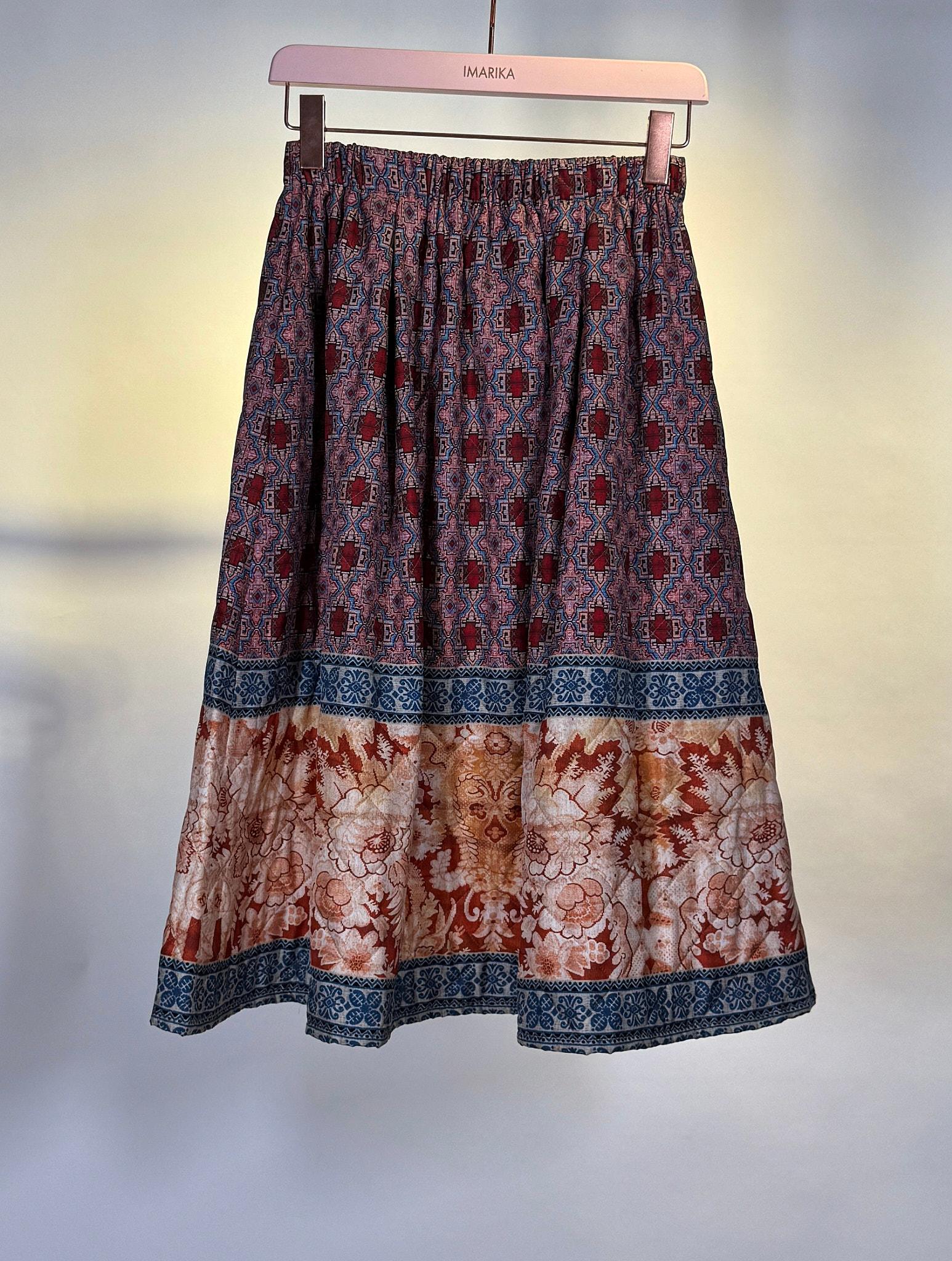 Gonna midi con stampa geometrica 516689IMBOTTITA BURGUNDY Pierre-Louis Mascia