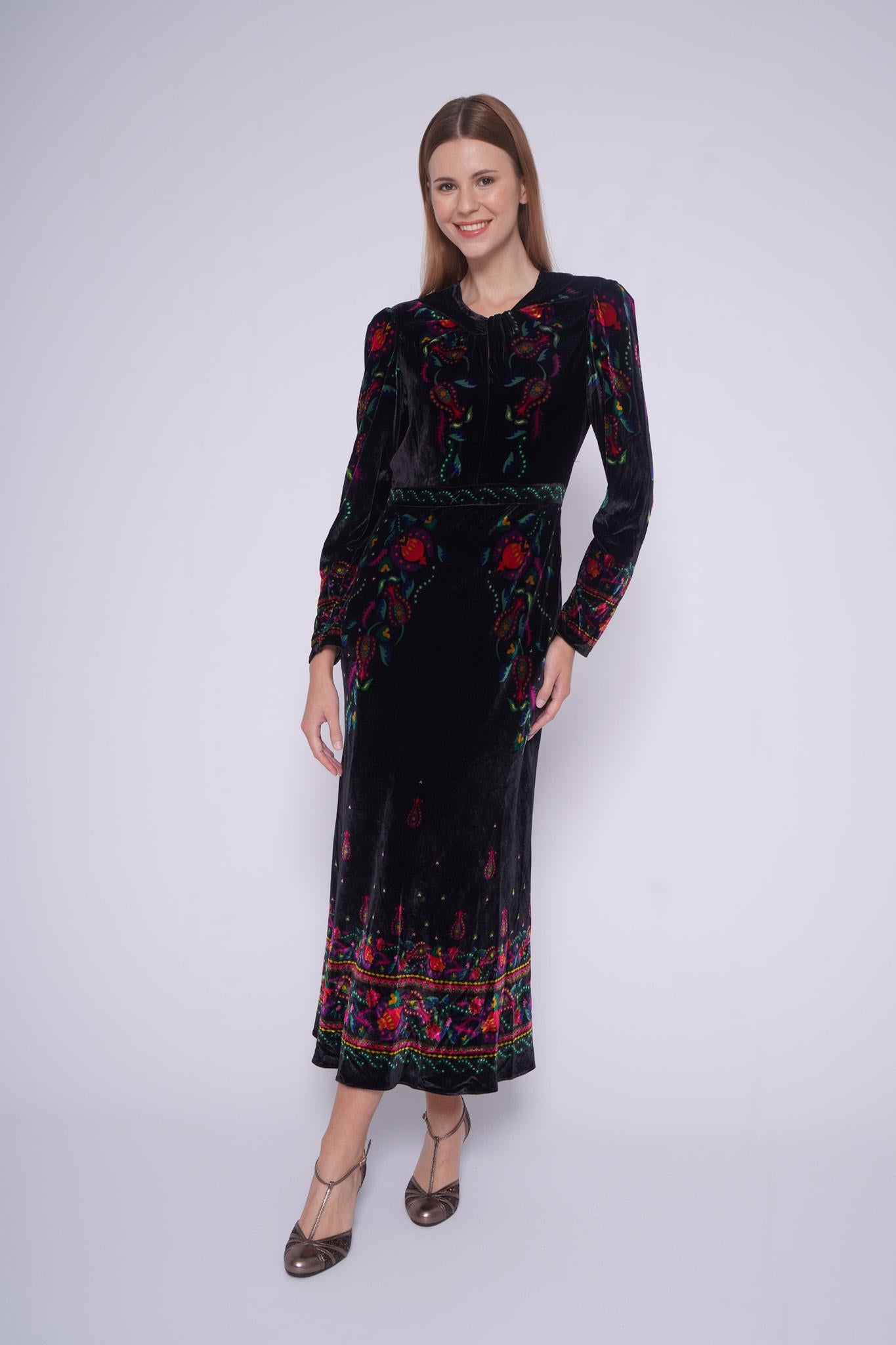 Abito in velluto CLAUDIAVELLUTO NERO saloni