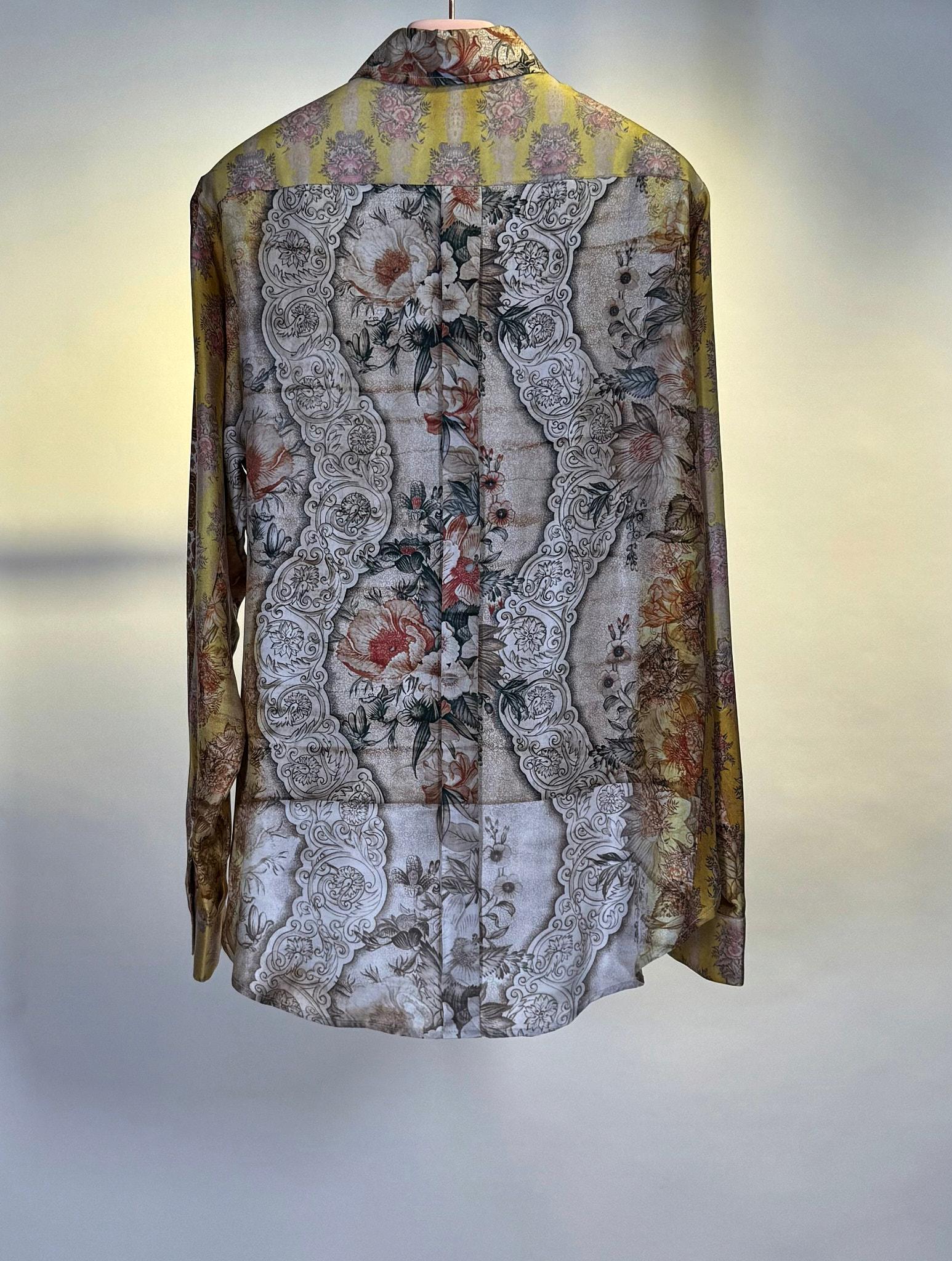 Camicia in seta stampa floreale 516221SETA BEIGE Pierre-Louis Mascia