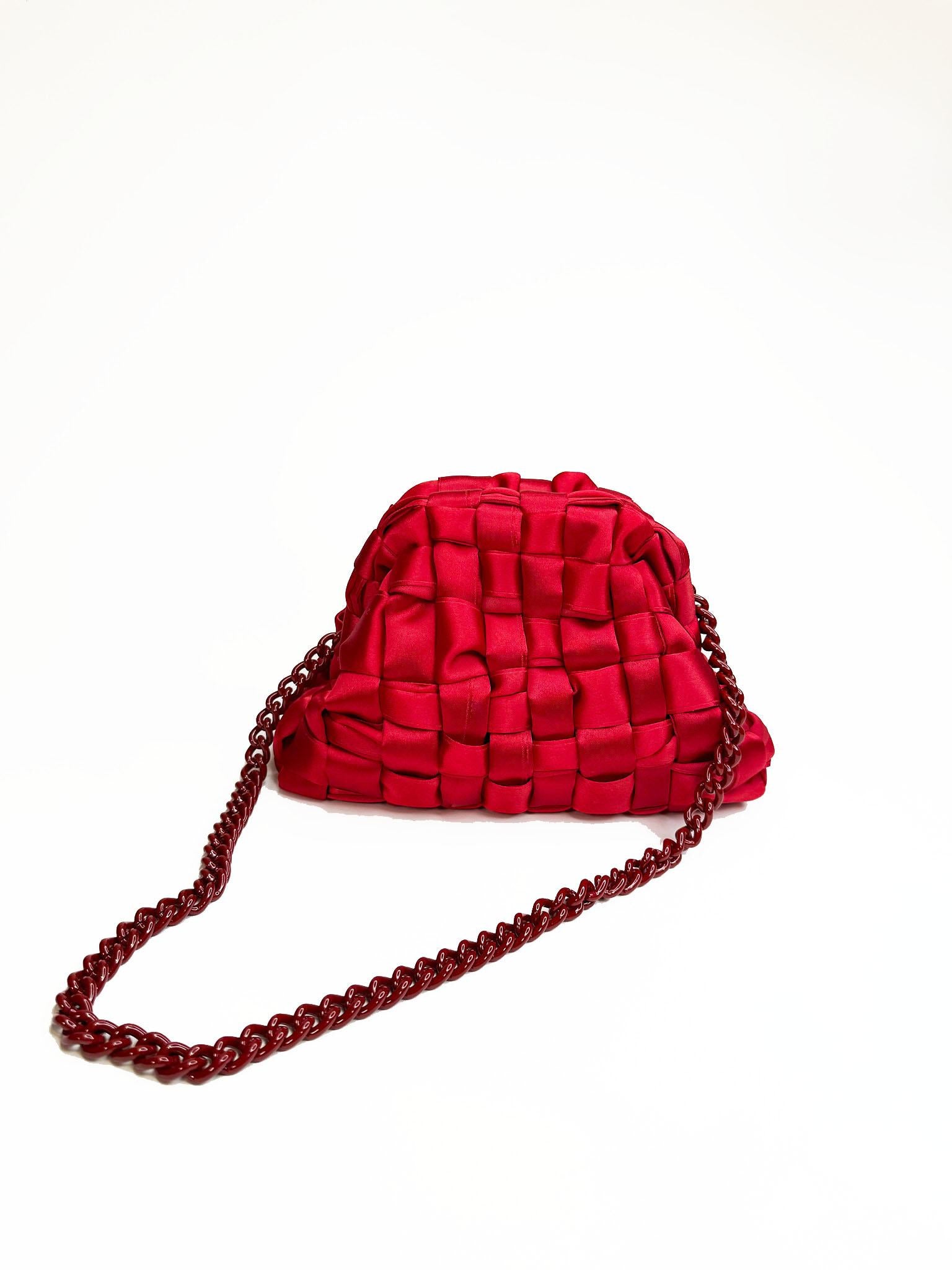 Clutch in satin MINI GAMECARDINALE ROSSO MARIA La rosa