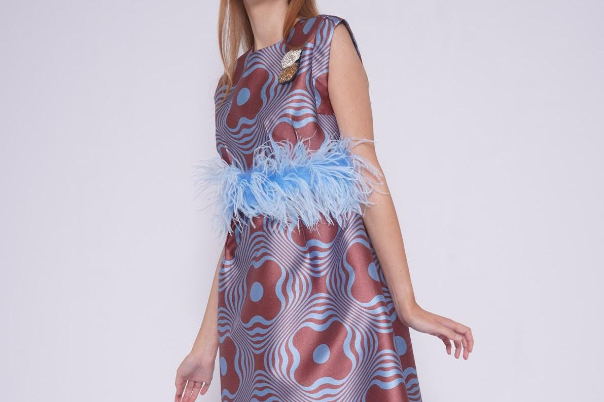 Abito lungo fantasia 32252AZZURRO ODEEH