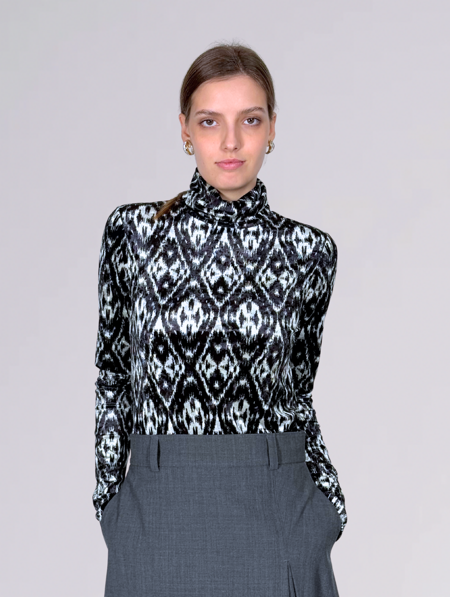 Lupetto velluto 144293VELLUTO NERO BIANCO Pierre-Louis Mascia