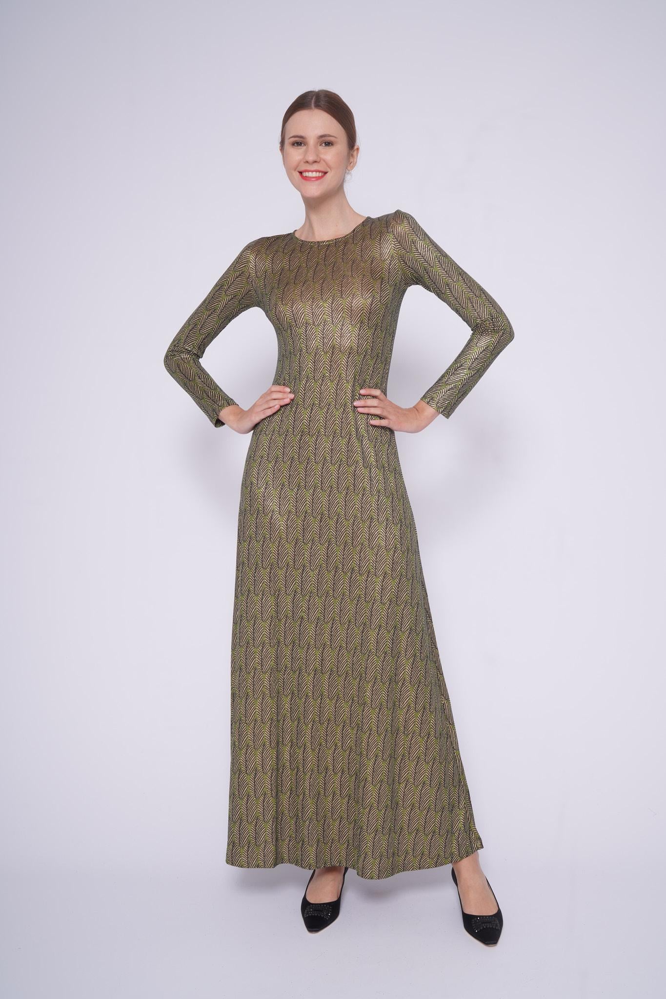 Abito lurex POE 882LFOGLIE ORO VERDE siyu