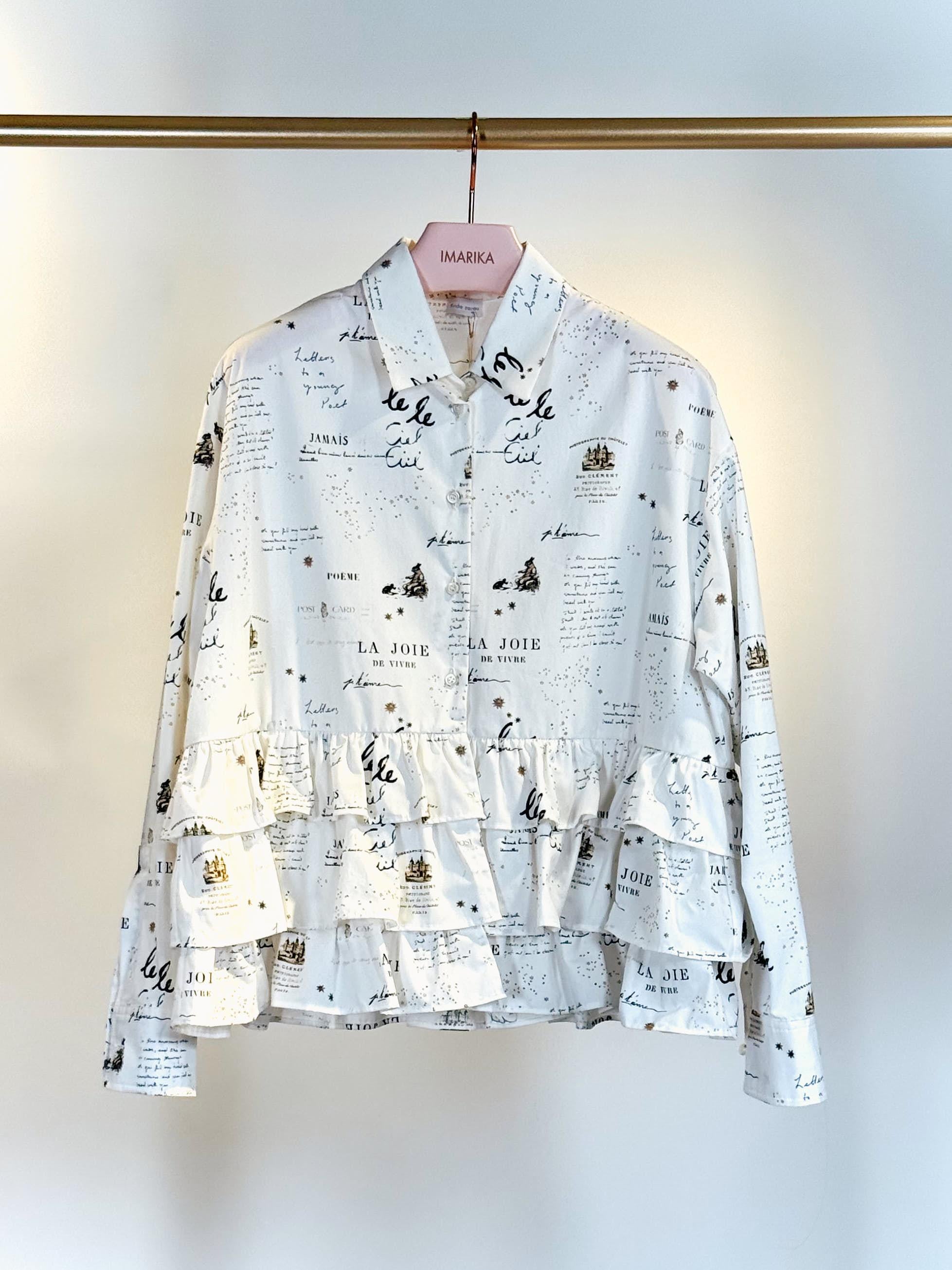 Camicia con volant DINA 25192WORDS MULTI LATTE FRIDA ZAZOU