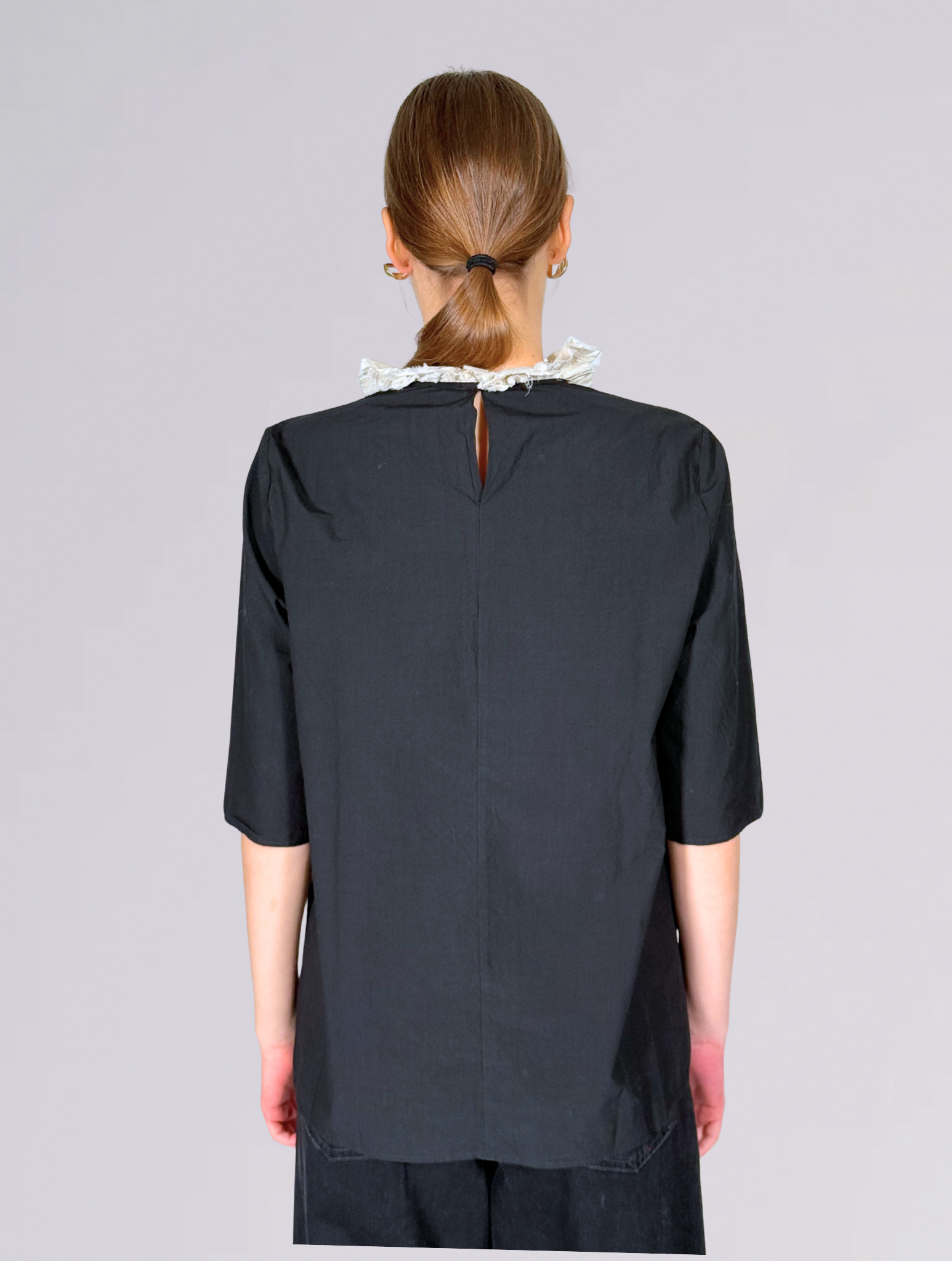 Camicia con volant P1990BEIGE NERO Apuntob