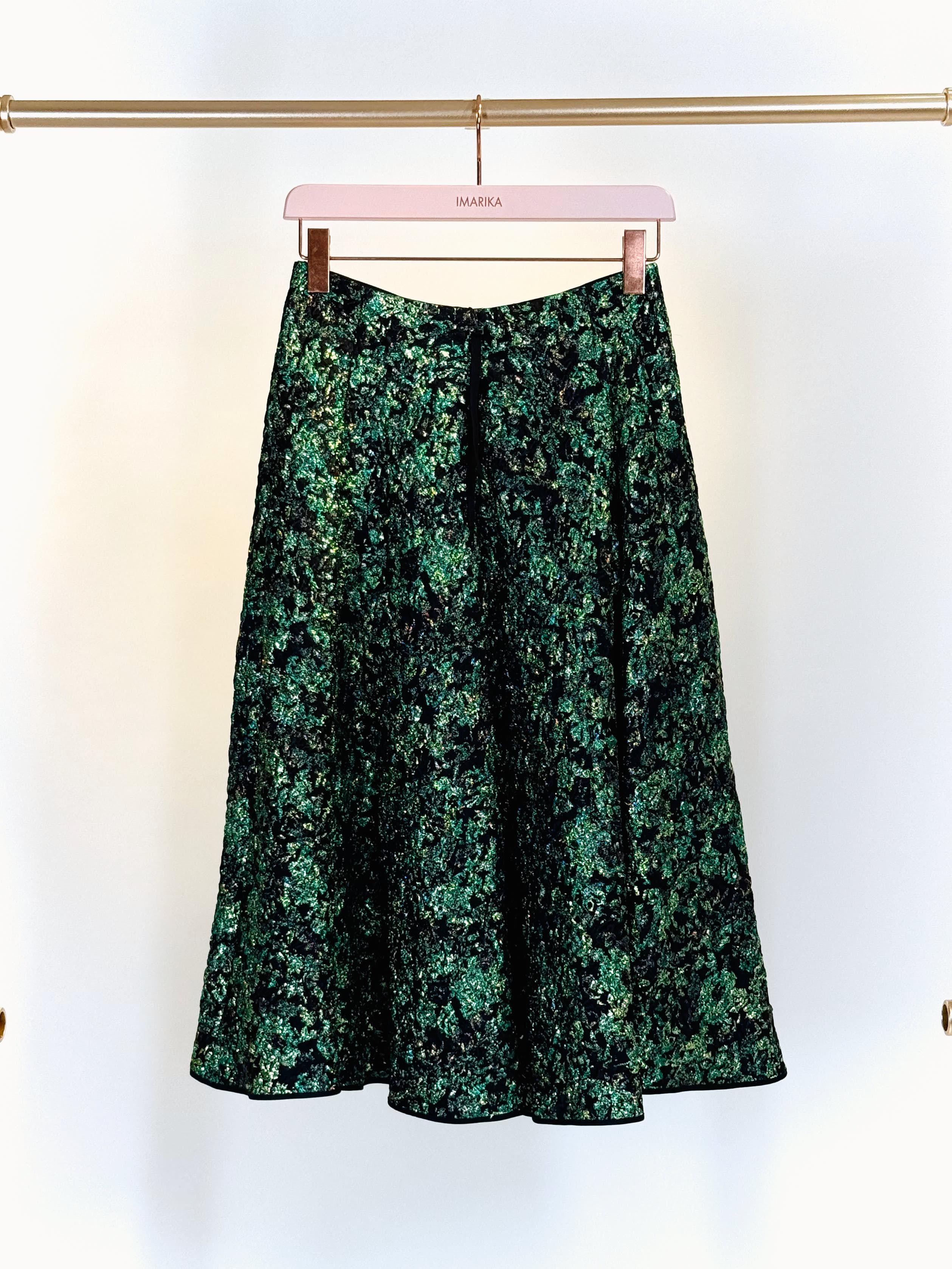 Gonna ampia lurex 52042PEACOCK VERDE ODEEH