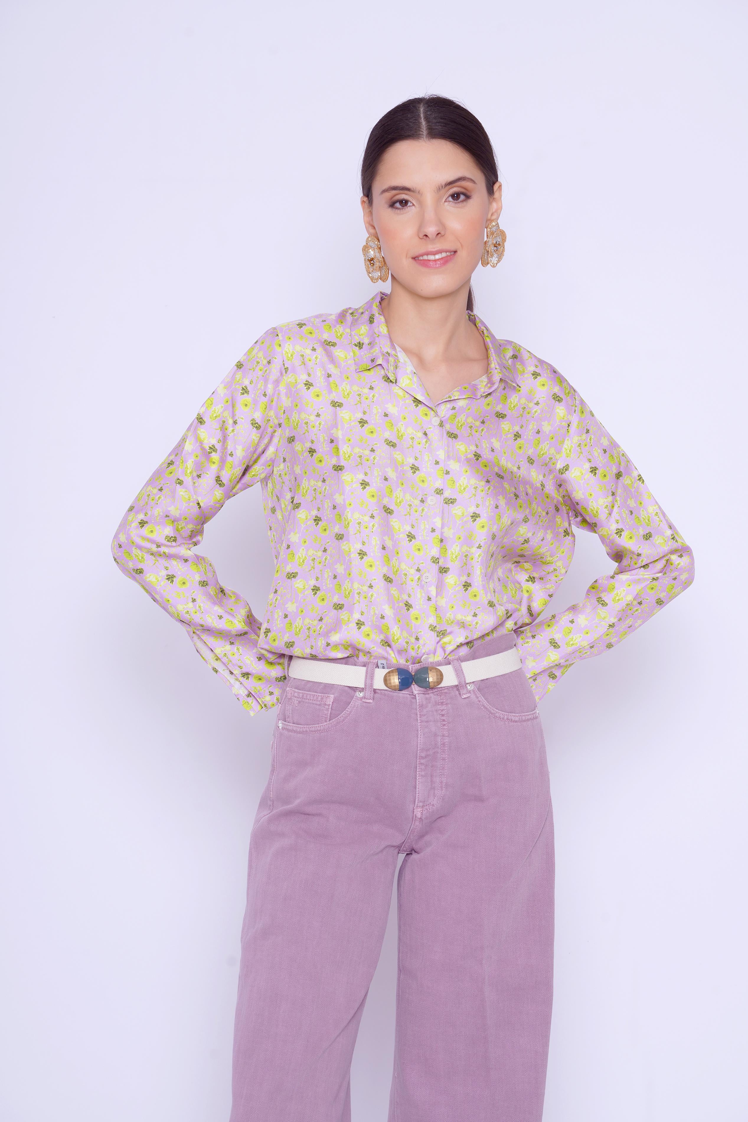 CAMICIA DI SETA CON FIORI