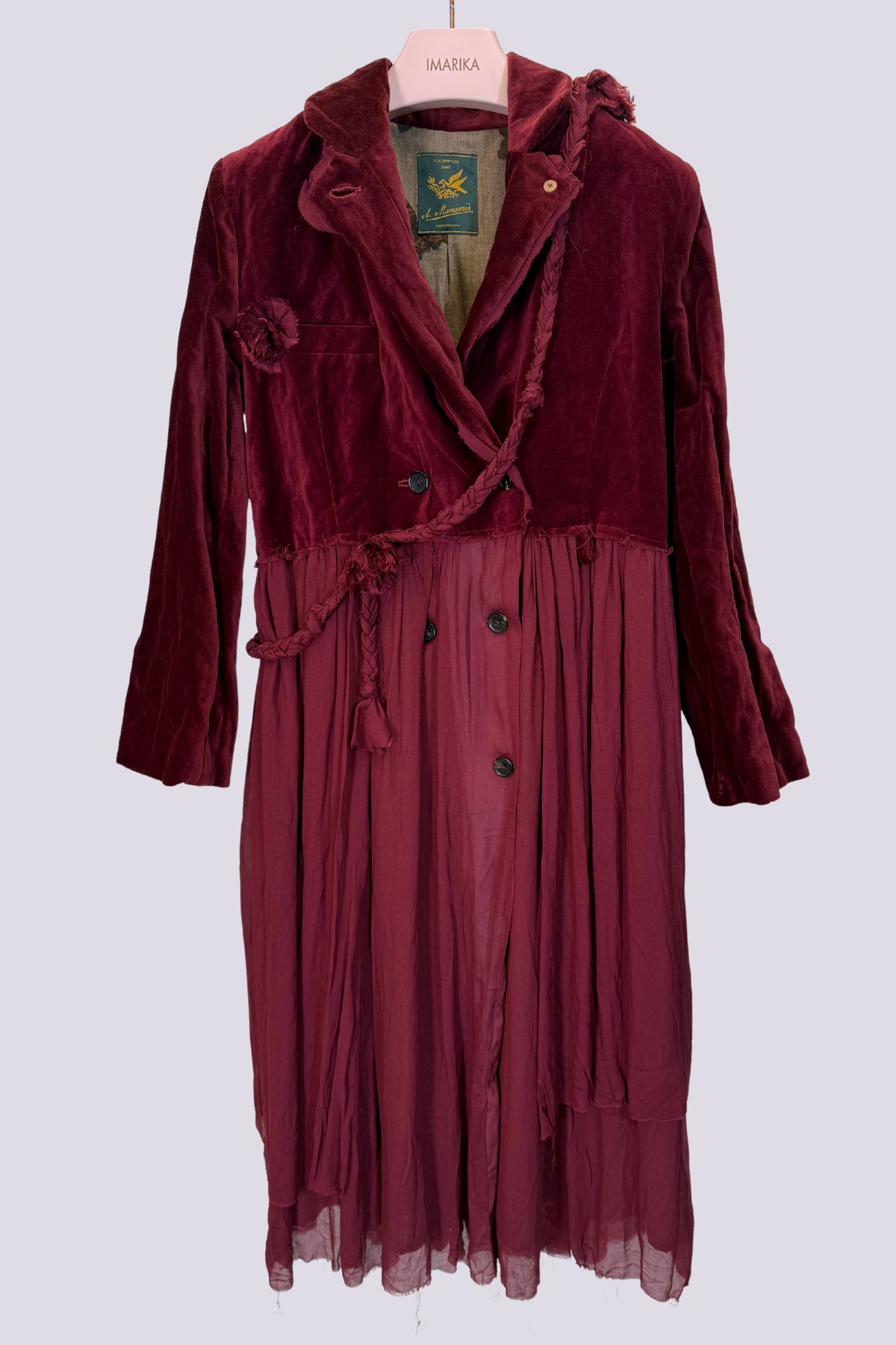 Cappotto in velluto bordeaux 