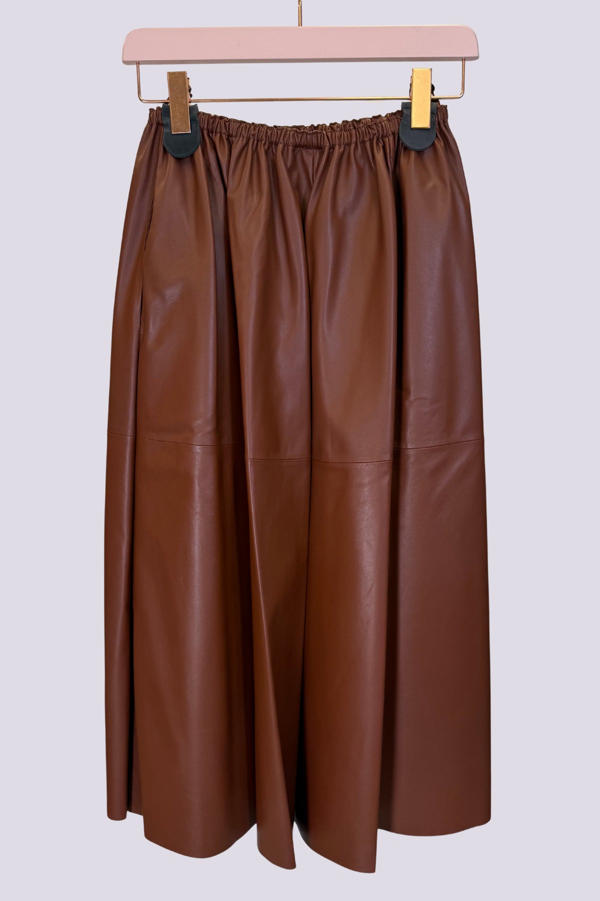 Gonna in pelle caramello 