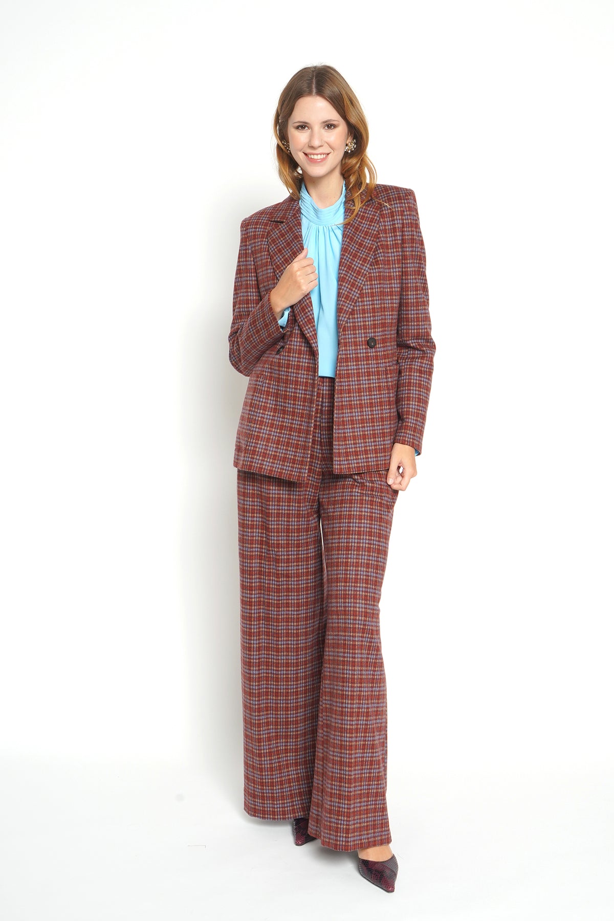 Pantalone check bordeaux 