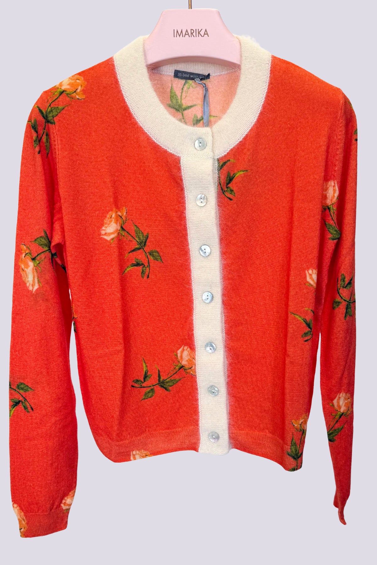 Cardigan arancio con rose 