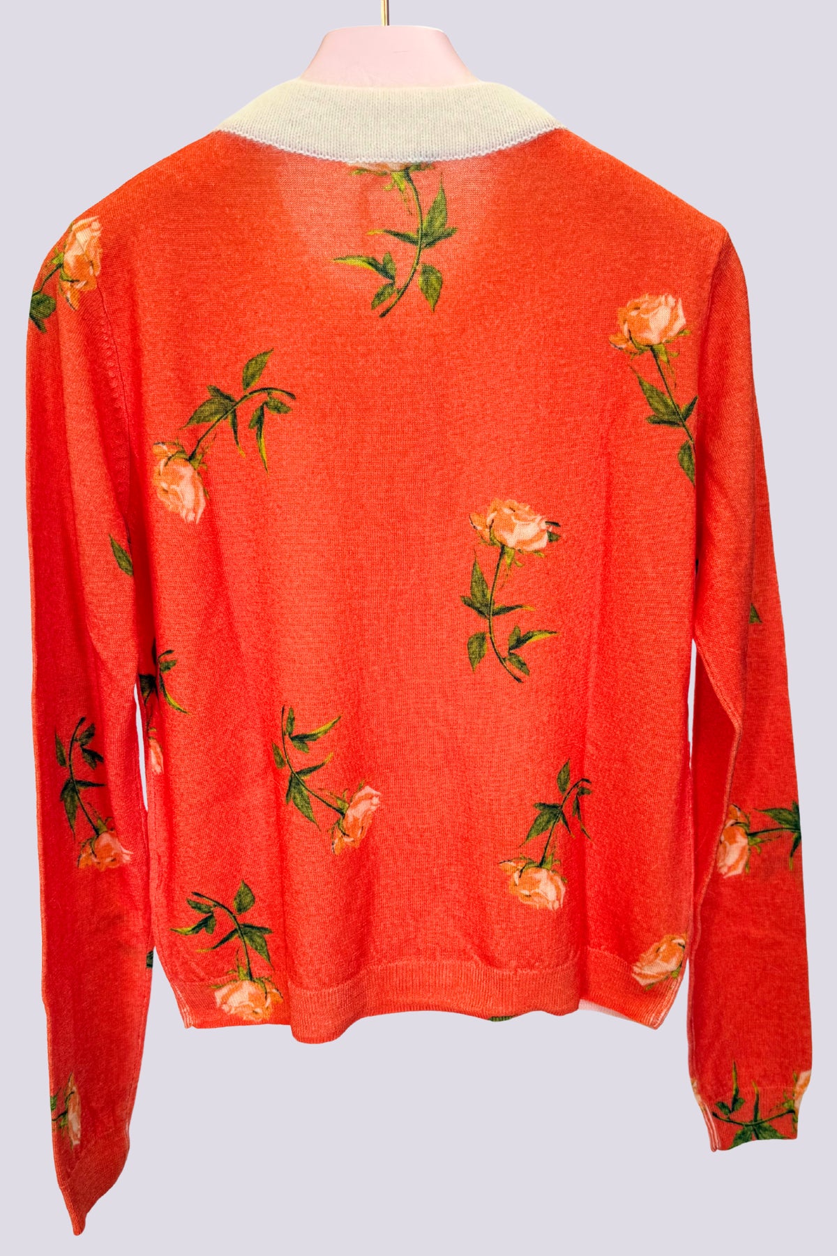 Cardigan arancio con rose 