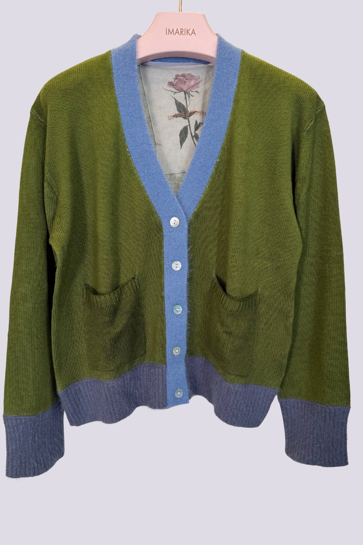Cardigan verde e azzurro 