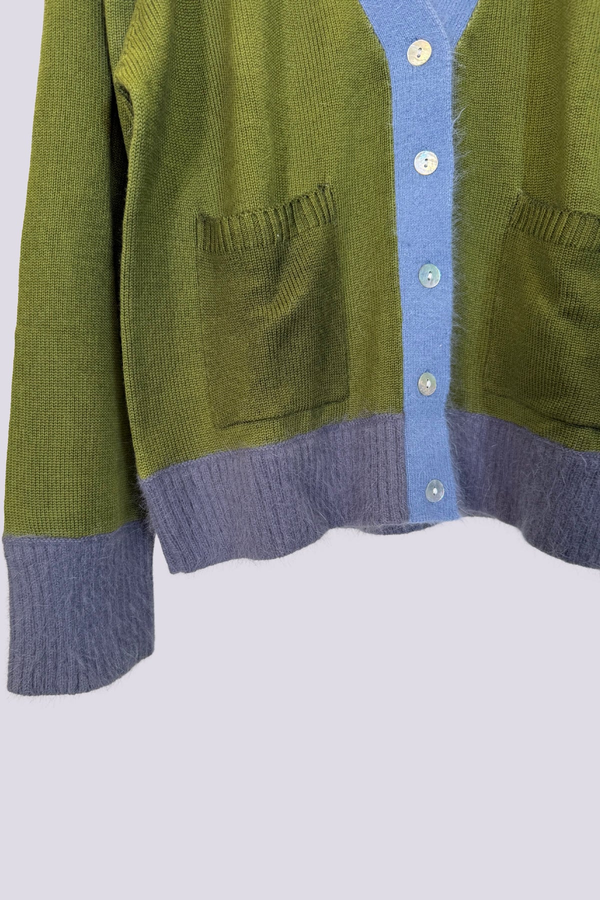 Cardigan verde e azzurro 