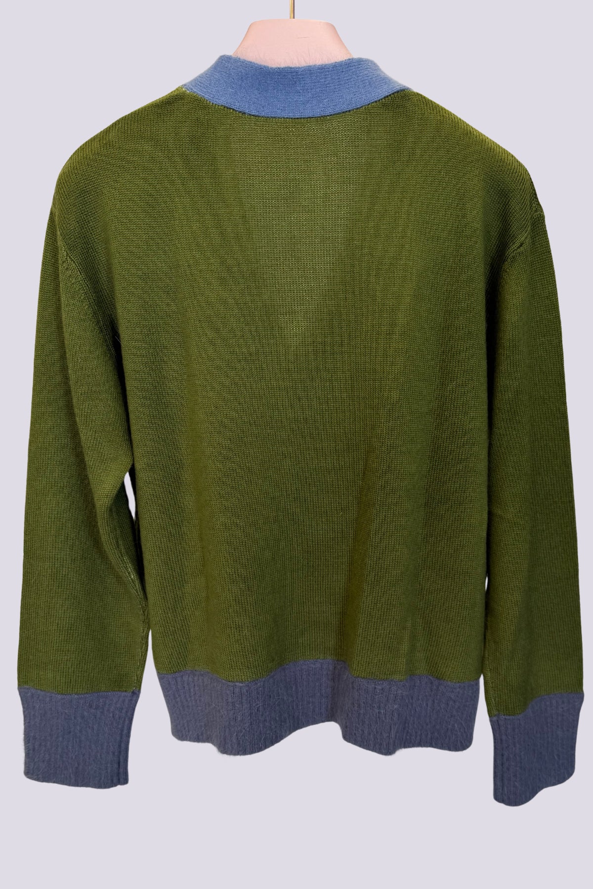Cardigan verde e azzurro 