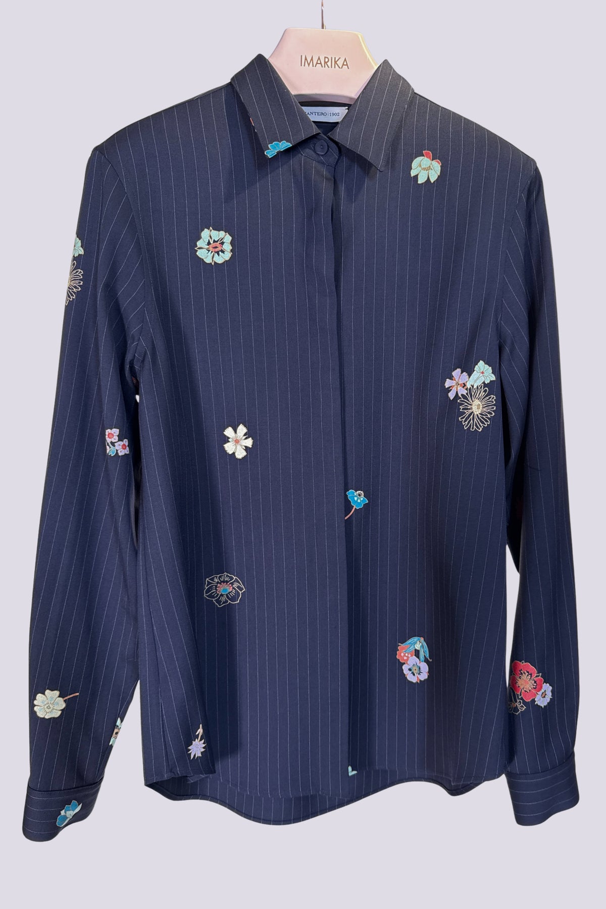 Blusa in seta blu 