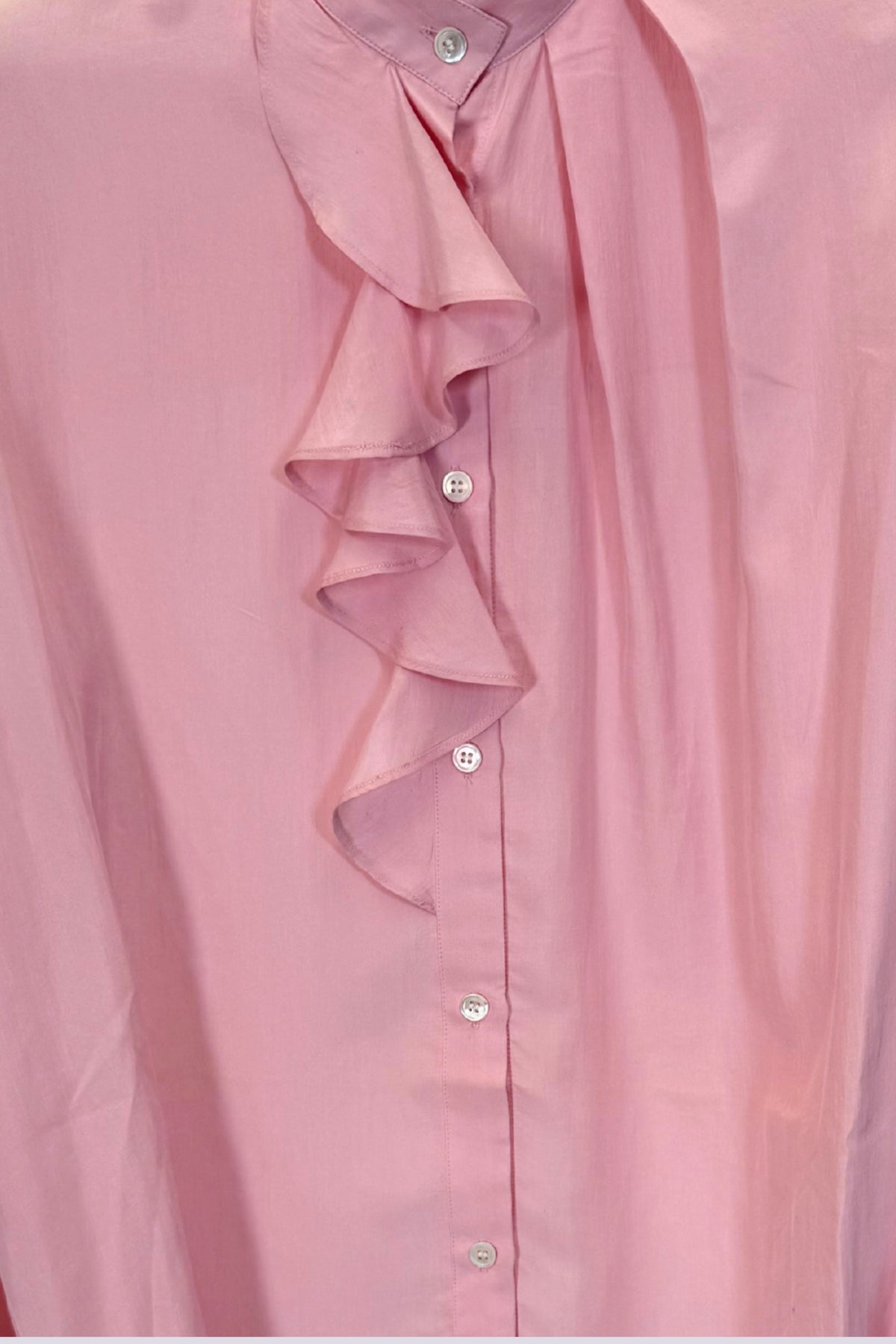Camicia rosa con volant 