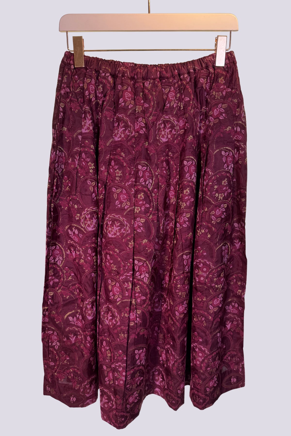 Gonna broccata bordeaux 