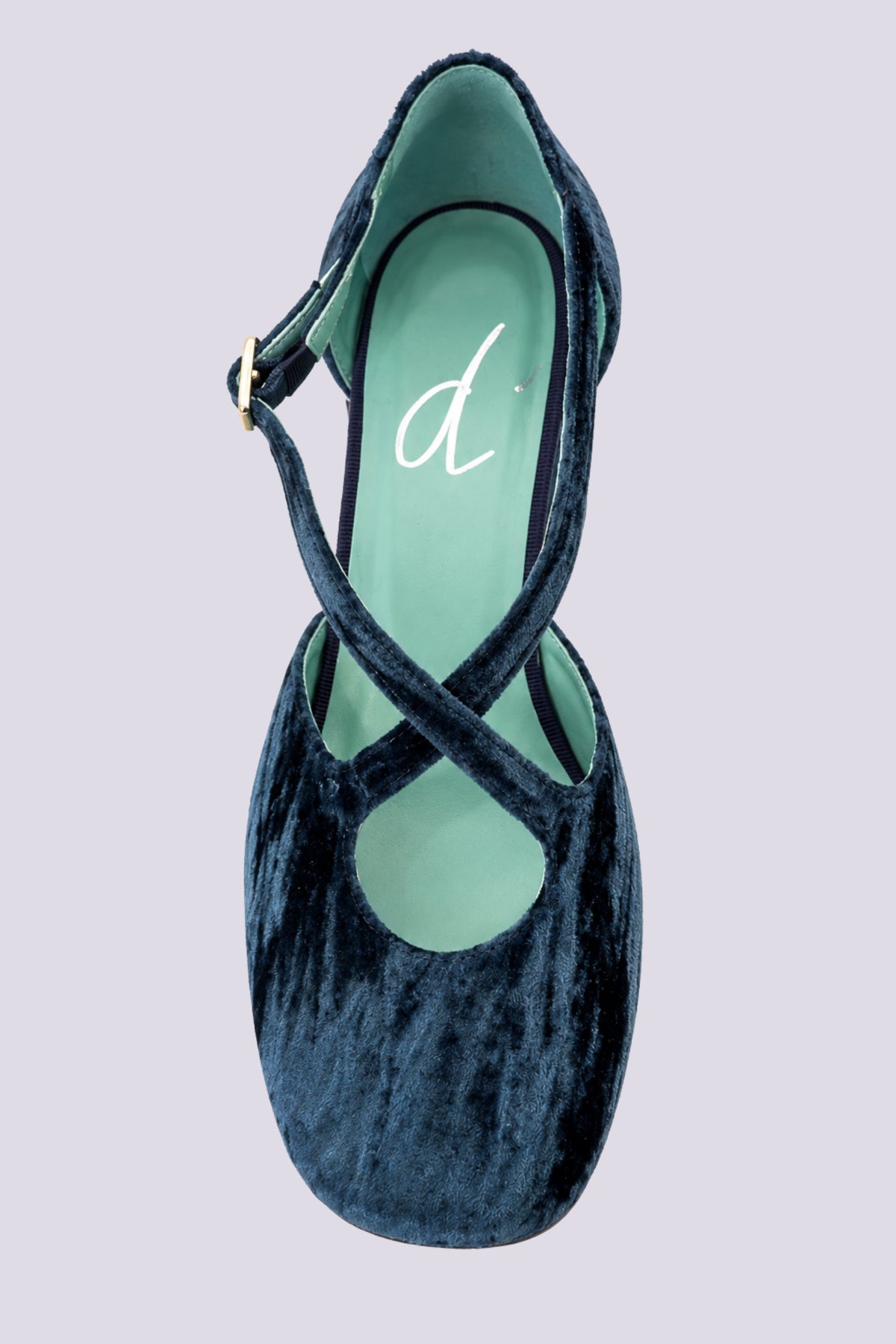 Scarpa con tacco velluto blu 
