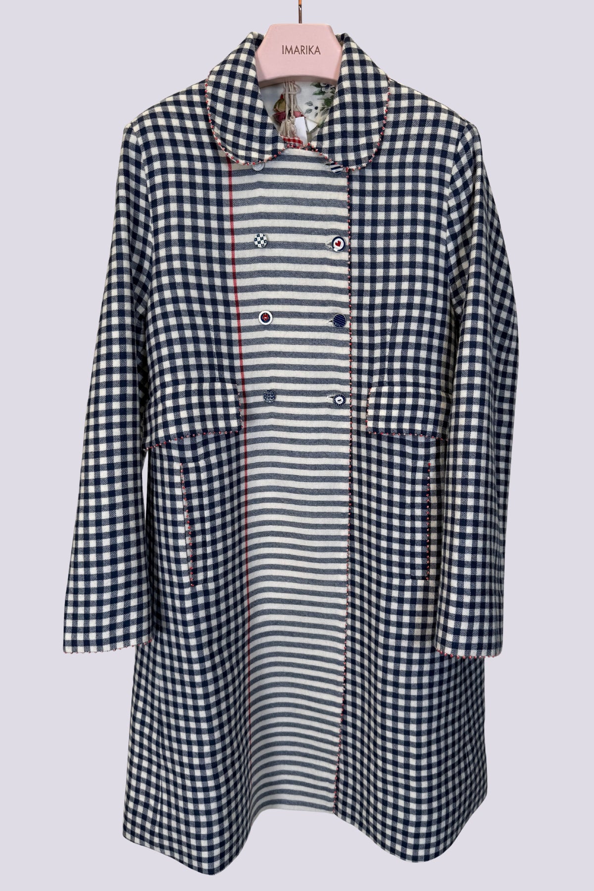 Cappotto reversibile in vichy e fiori 