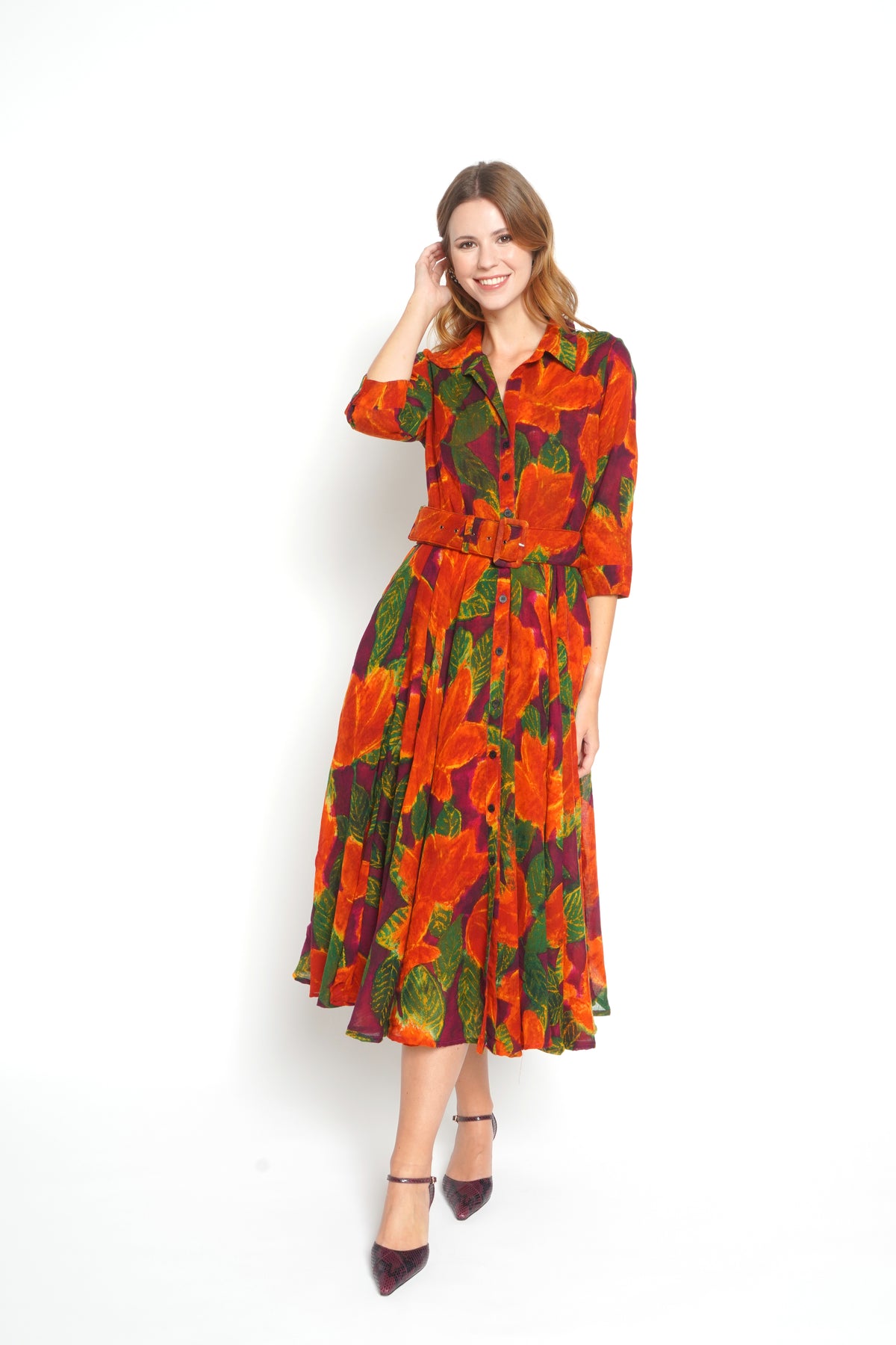 Abito Aster fiori arancio 