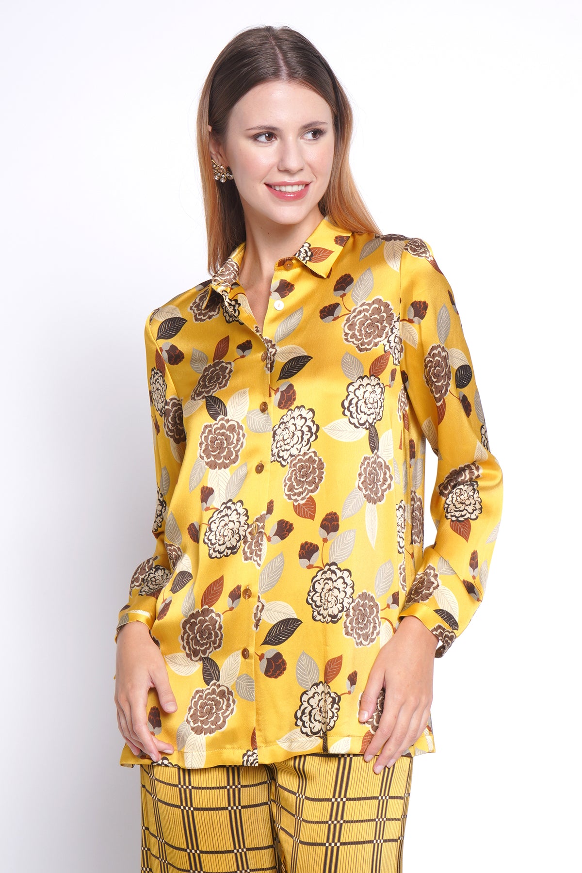 Camicia Dalia fiori giallo 