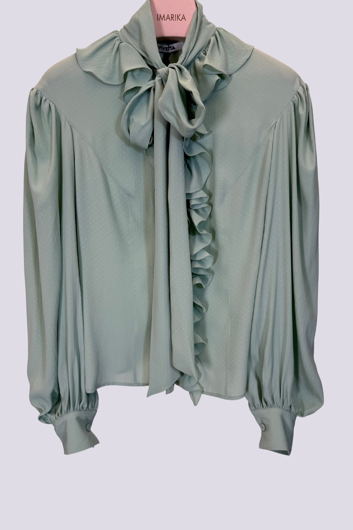 Camicia con fiocco e volants 