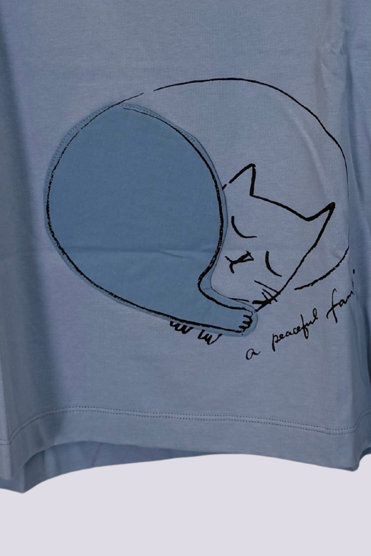 T-shirt gatto azzurro 