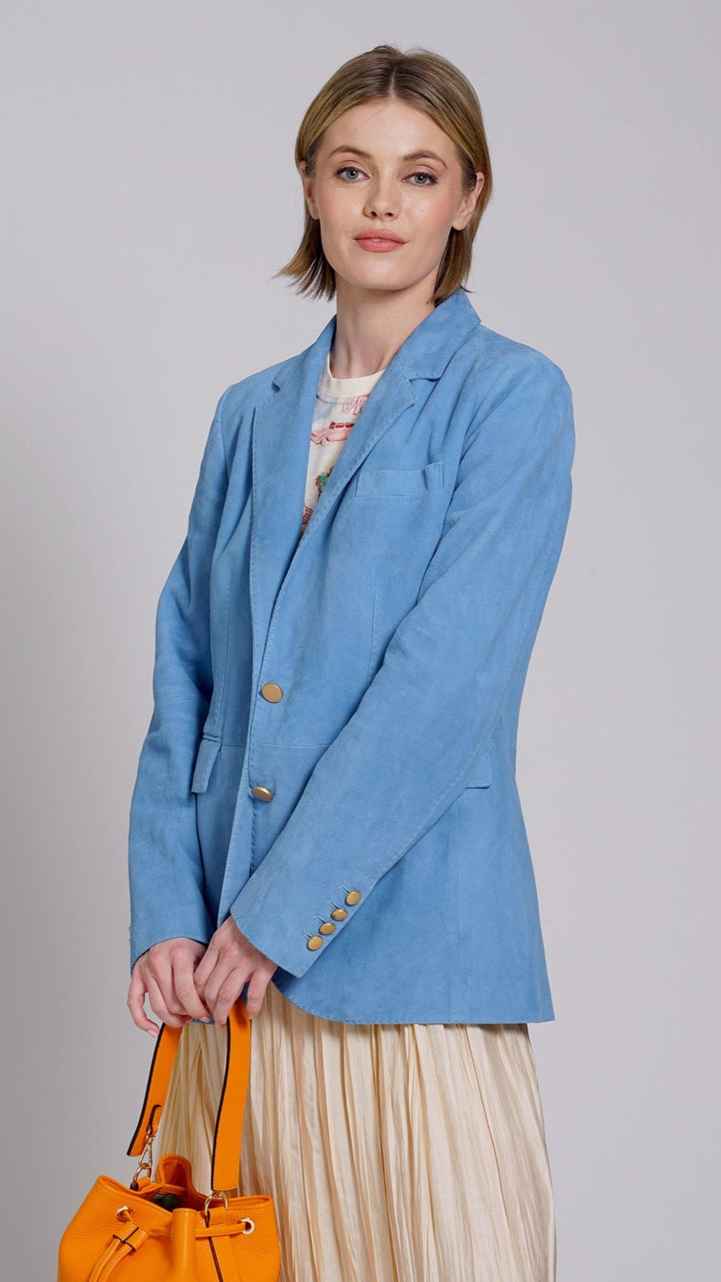 GIACCA SOPHIE CAMOSCIO AZZURO TAGLIATORE
