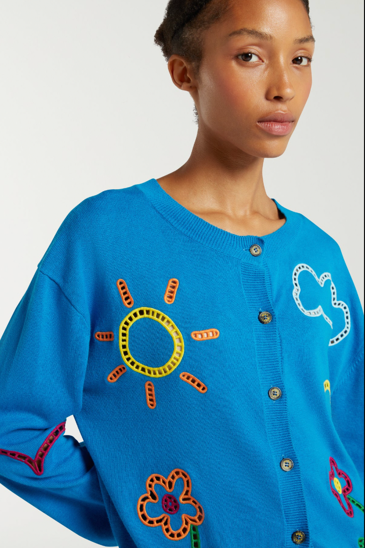 Cardigan azzurro traforato 