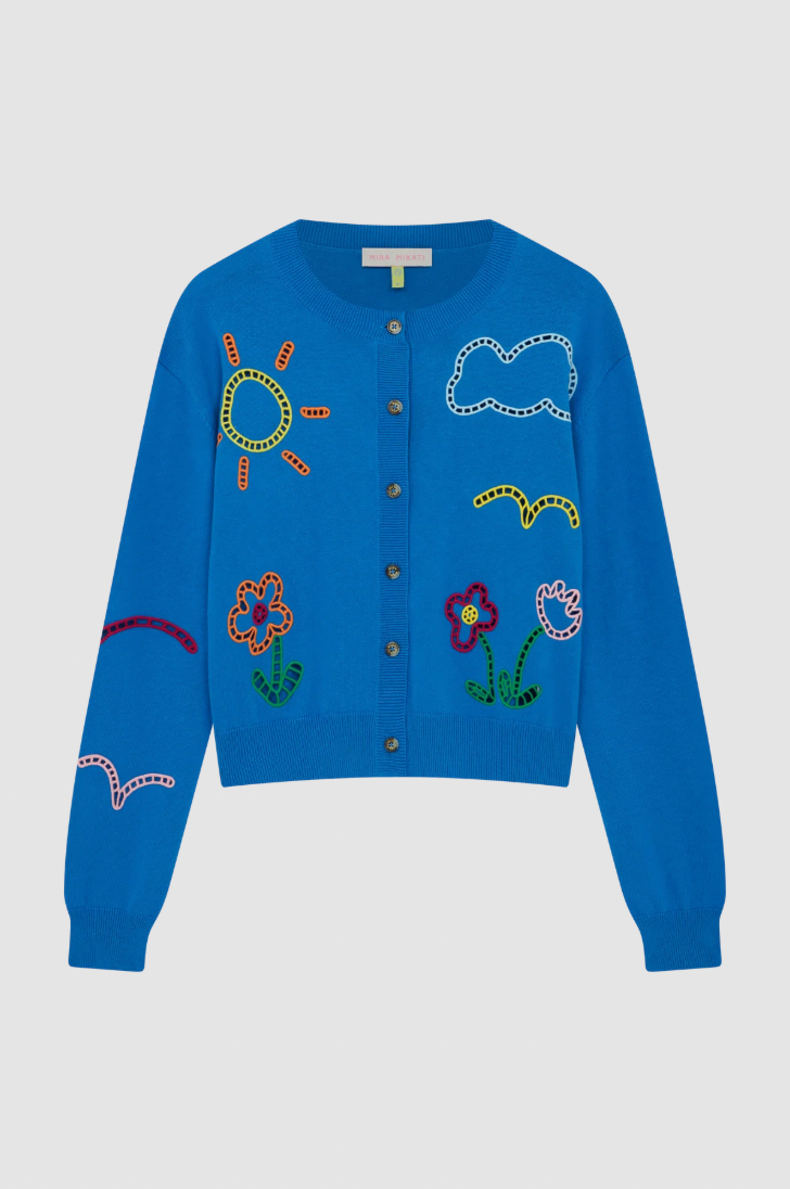 Cardigan azzurro traforato 