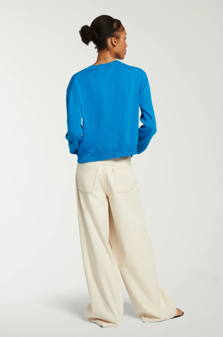 Cardigan azzurro traforato 