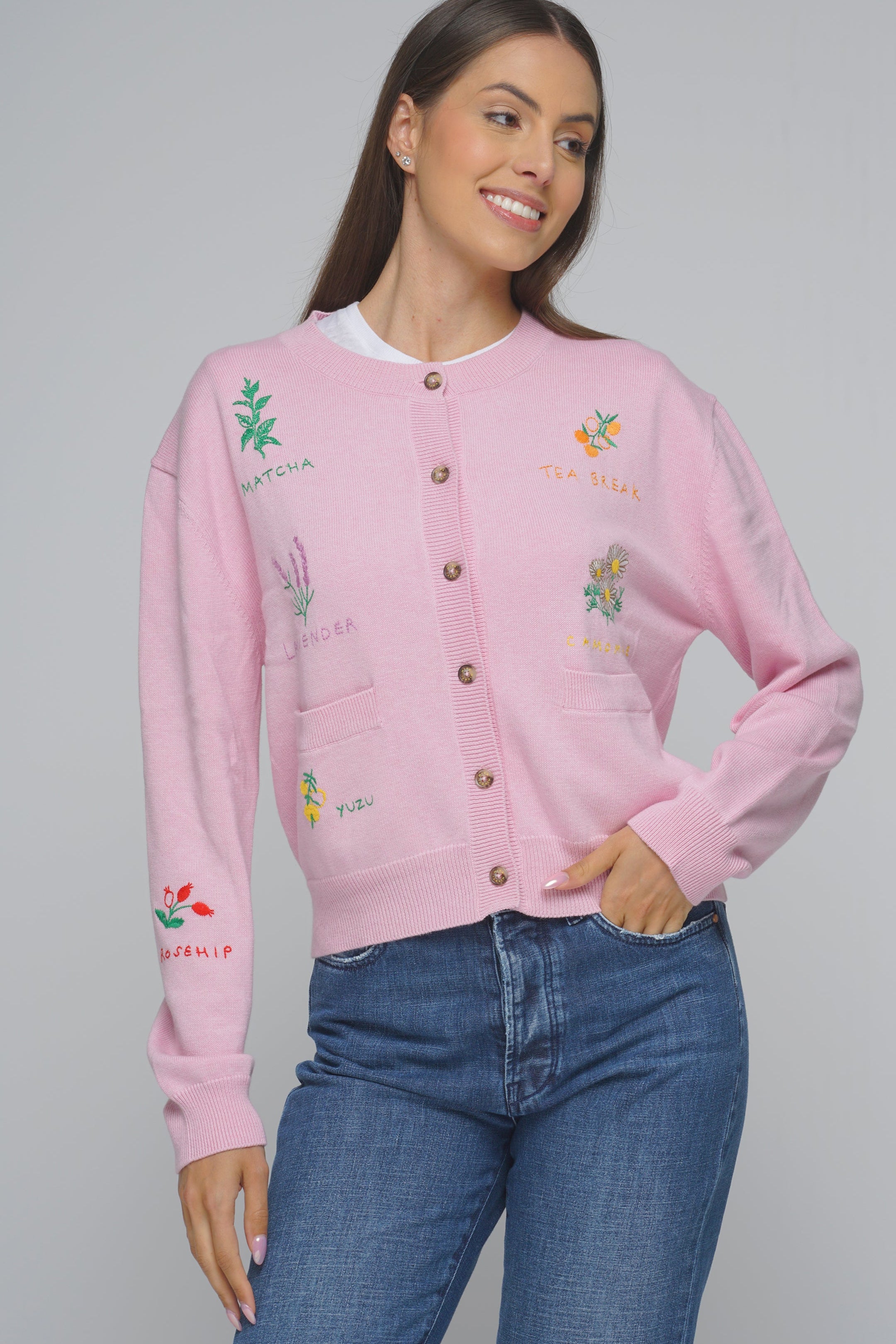 CARDIGAN EMBROIDERED ROSA MIRA MIKATI