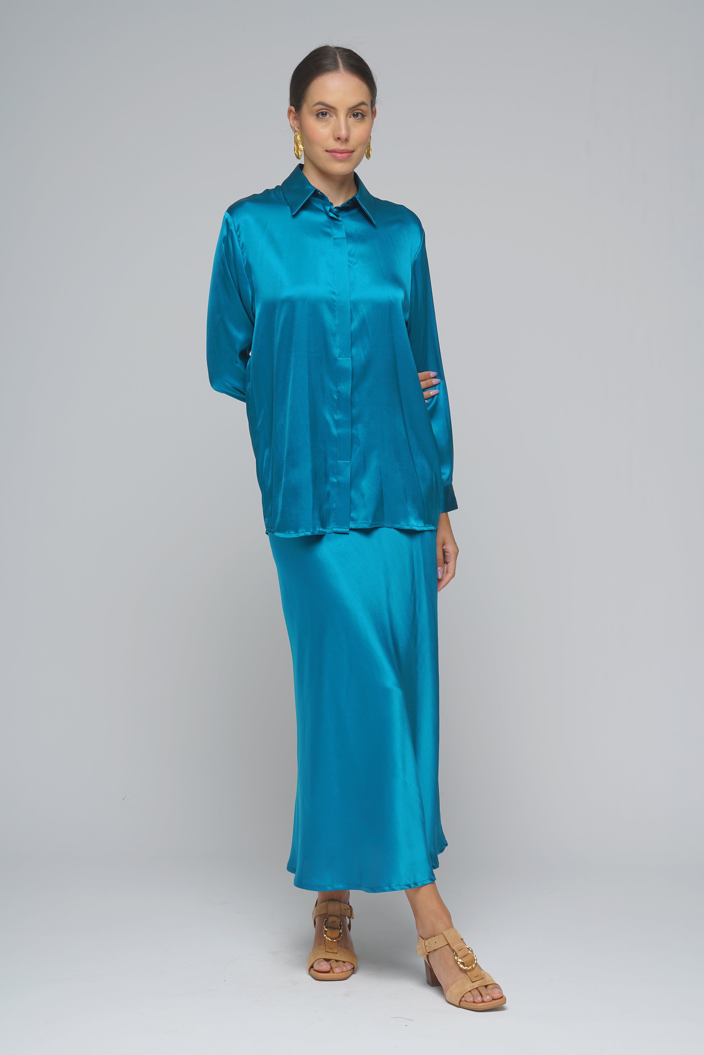 CAMICIA LISOS SEDA BLU SIYU