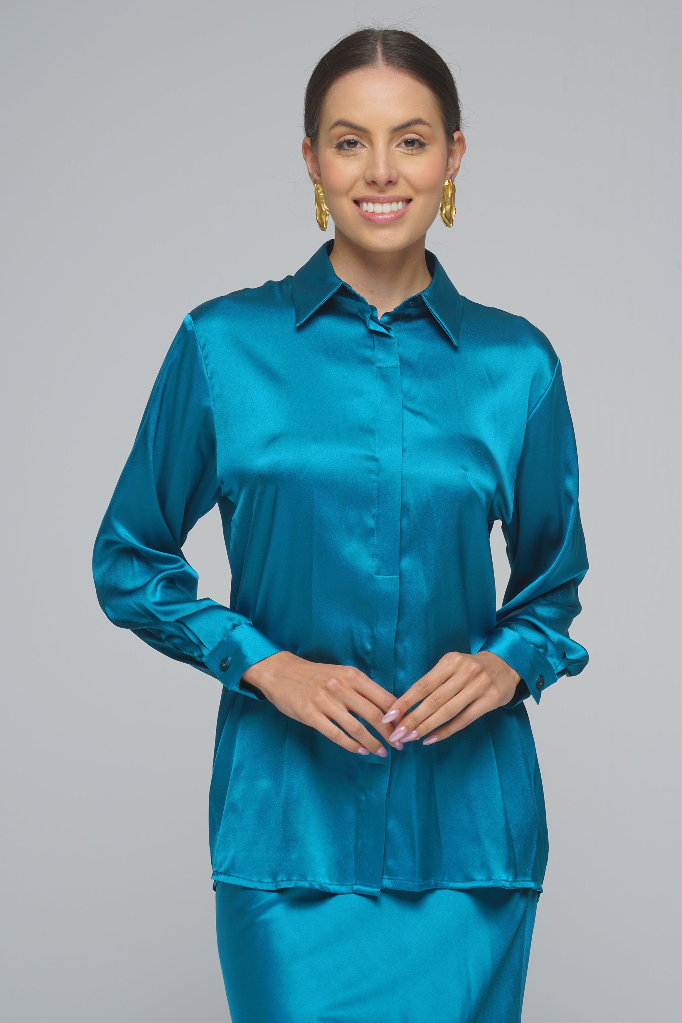 CAMICIA LISOS SEDA BLU SIYU