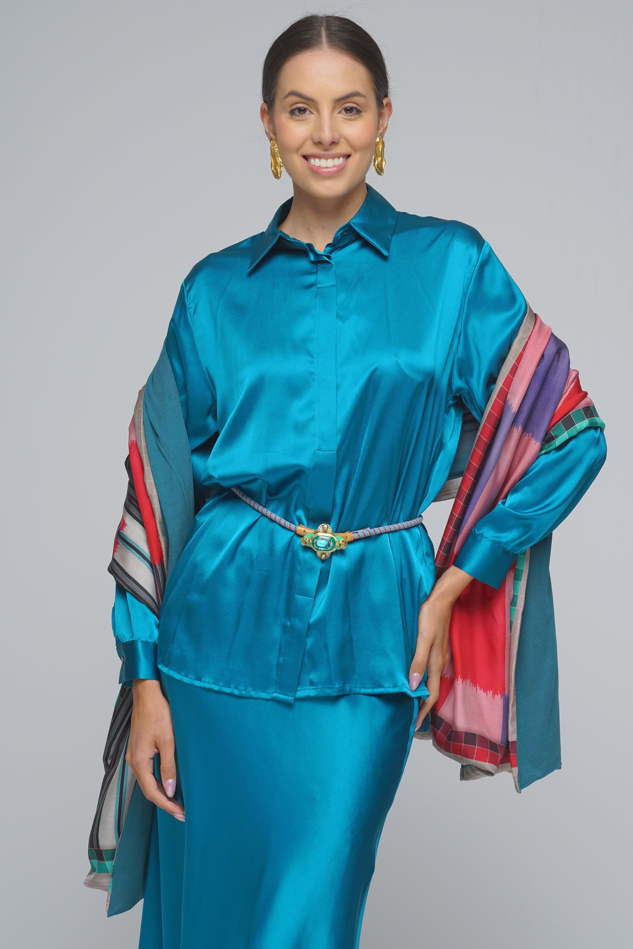 CAMICIA LISOS SEDA BLU SIYU