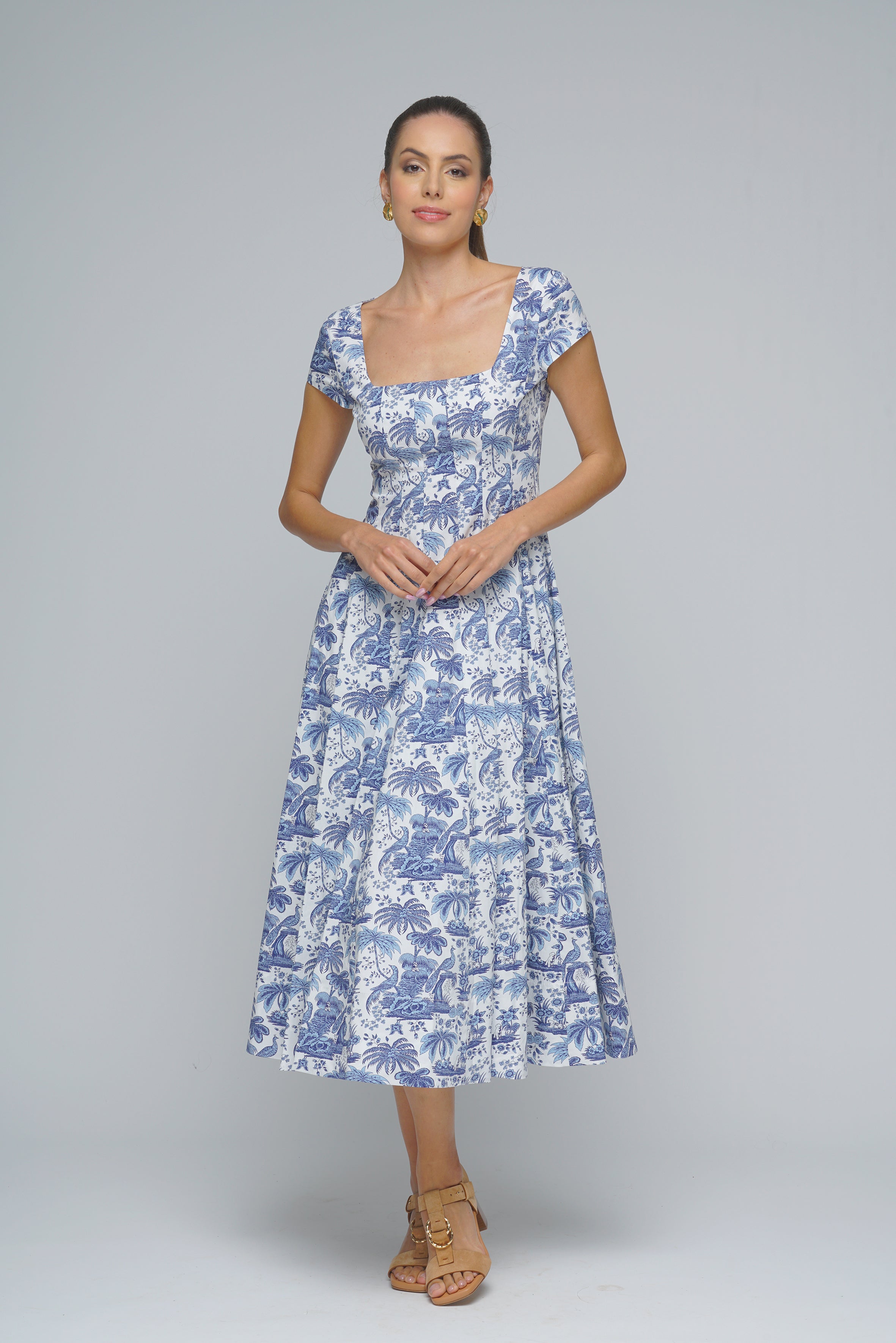 ABITO WELLS FIORI AZZURRO SHORT SLEEVE